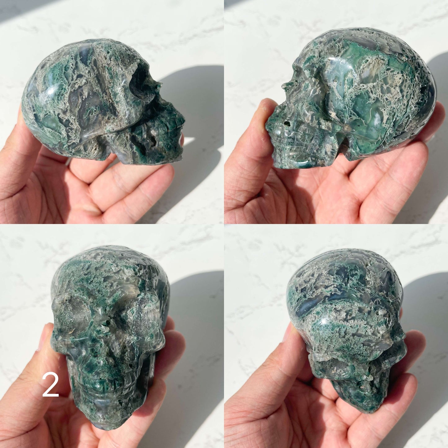 Natural Moss Agate Skull/Druzy Moss Agate Crystal Skull/Moss Agate Carvings/Hand Carved Green Moss Agate Skull/Heart Chakra Healing/AAA