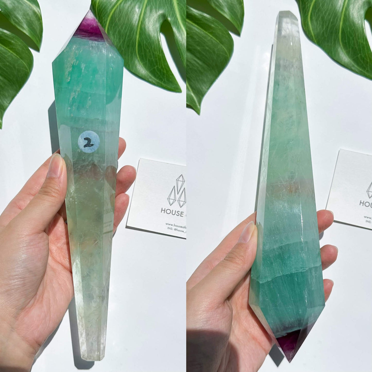 Large Rainbow Fluorite Wand/Natural Rainbow Green Fluorite Wand/Fluorite Point Wand/Crystal Wand/Fluorite Handle/Fluorite Stem/Heart Chakra Healing/AAA