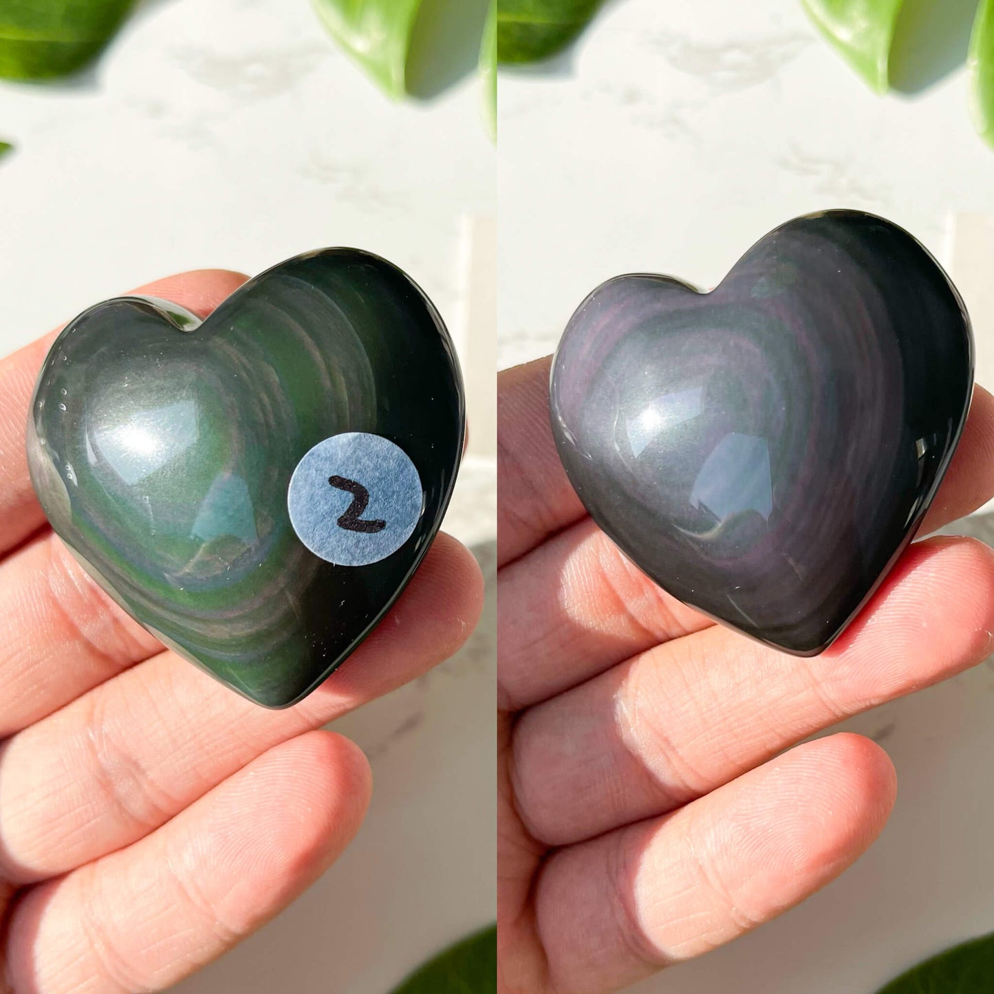 Natural Rainbow Obsidian Heart Palm Stone/Rare Colorful Obsidian Hand Carved Heart/Obsidian Pocket Stone/Chakra Healing/AAA