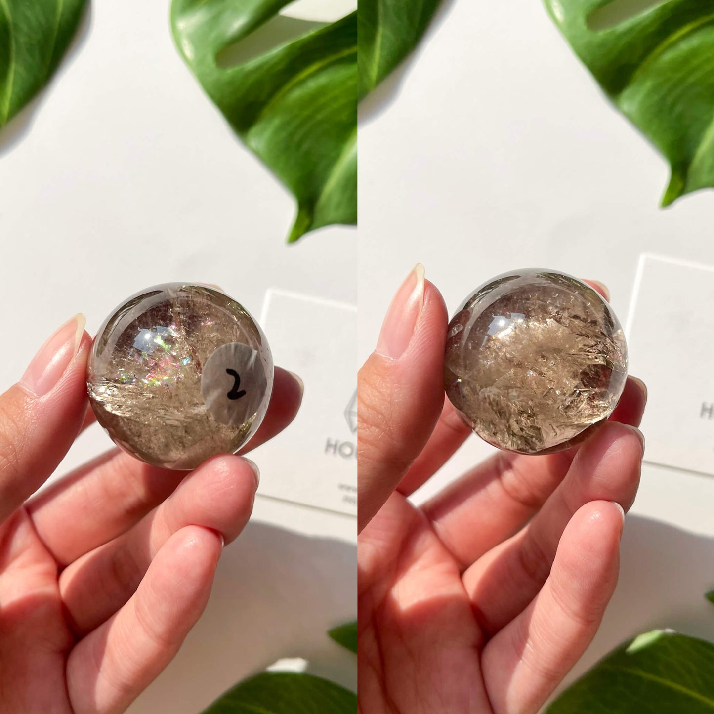 Natural Small Smoky Quartz Sphere/Mini Smoky Quartz Crystal Sphere/Rare Rainbow Smoky Quartz Ball/Root Chakra/Altar Tools/AAA