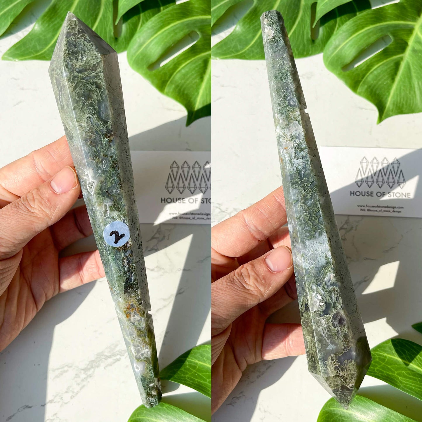 Natural Moss Agate Wand/Druzy Moss Agate Crystal Point Wand/Moss Agate Crystal Handle/Moss Agate Stem/Wedding Bouquet Handle/Heart Chakra Healing/AAA