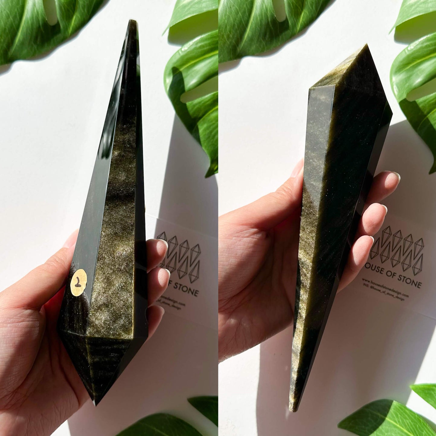 Natural Gold Sheen Obsidian Wand/Gold Sheen Obsidian Point Wand/Crystal Gemstone Obsidian Wand Handle/Crystal Stem/Root Chakra Healing