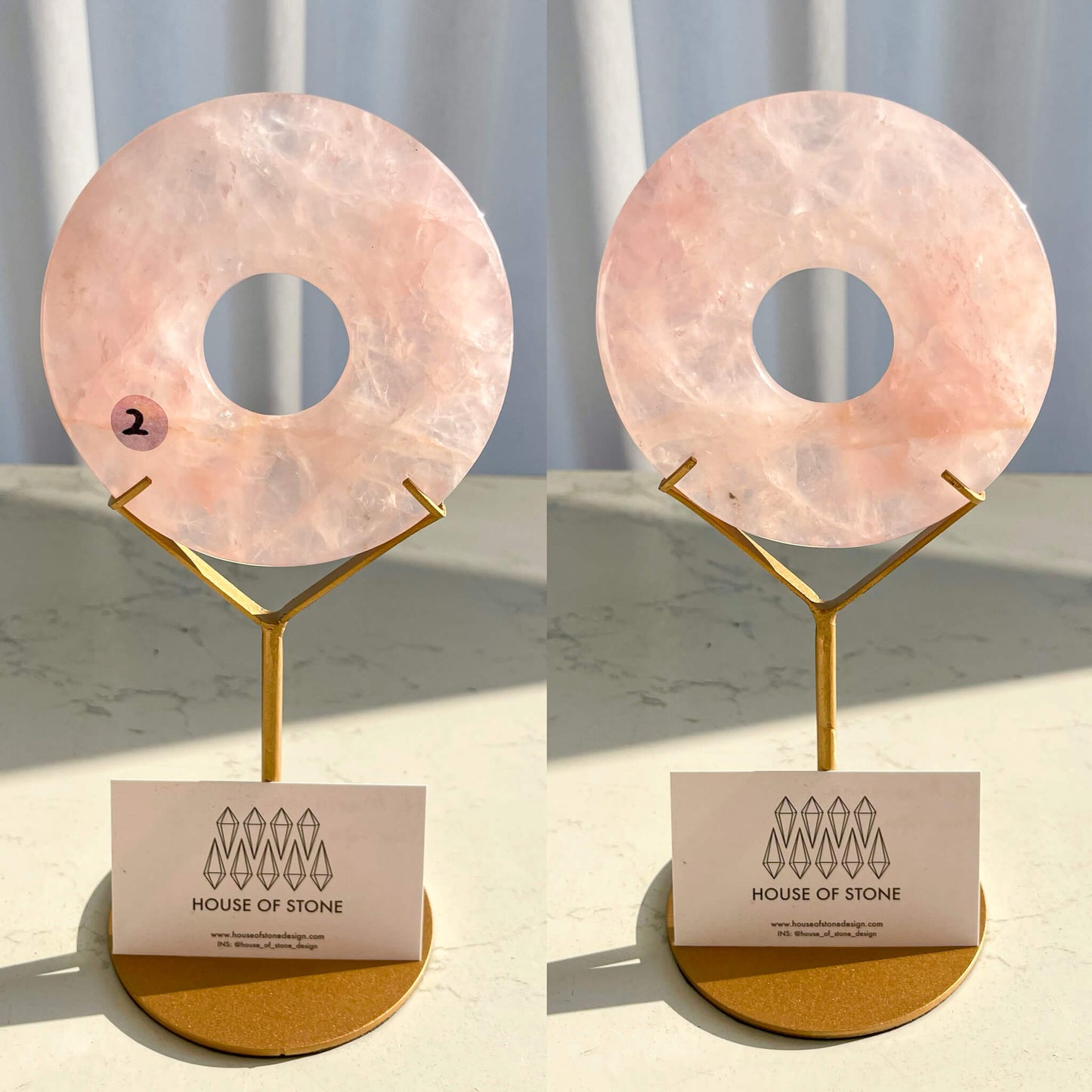 Natural Large Clear Quartz Donut with Stand/Rose Quartz Crystal Life Circle/Hand Carved Crystal Life Circle/Crystal Donut/Chakra Healing