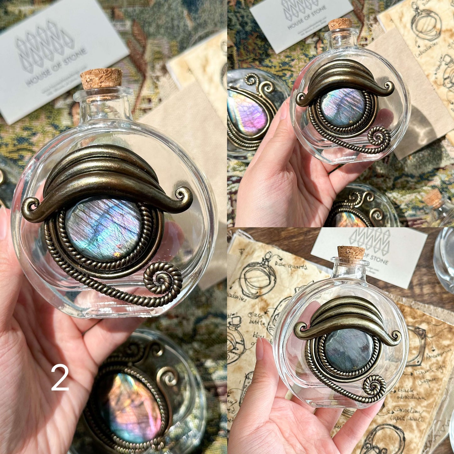 Handmade Natural Crystal Spell Jar/Apothecary Spell Jar/Magic Potion Bottle/Witch Apothecary Bottle/Large Wish bottle/Intention bottle