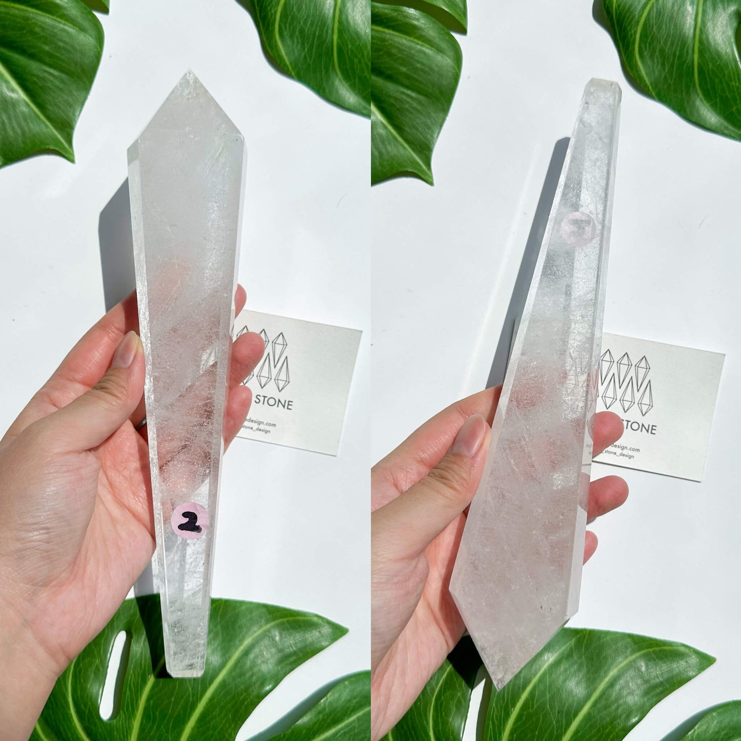 Natural Clear Quartz Point Wand/Clear Quartz Rainbow Crystal Wand/Clear Quartz Handle/Crystal Stem/Crown Chakra Healing/Meditation Tool/AAA