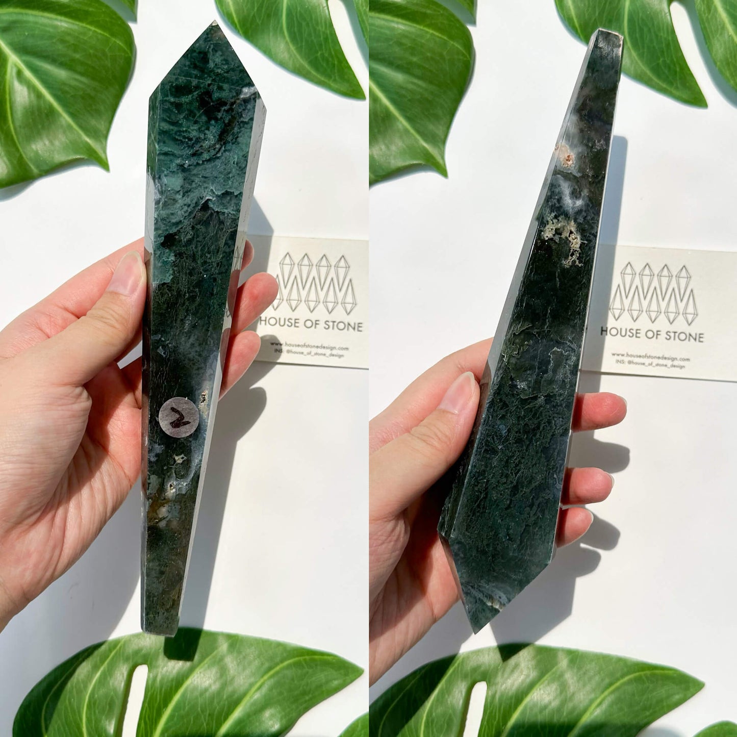 Natural Moss Agate Wand/Druzy Moss Agate Crystal Point Wand/Moss Agate Crystal Handle/Moss Agate Stem/Wedding Bouquet Handle/Heart Chakra Healing/AAA