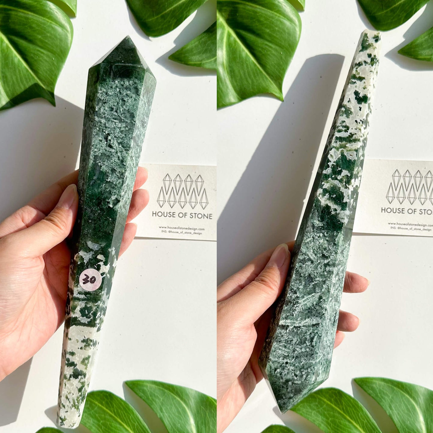 Natural Moss Agate Wand/Druzy Moss Agate Crystal Point Wand/Moss Agate Crystal Handle/Moss Agate Stem/Wedding Bouquet Handle/Heart Chakra Healing/AAA