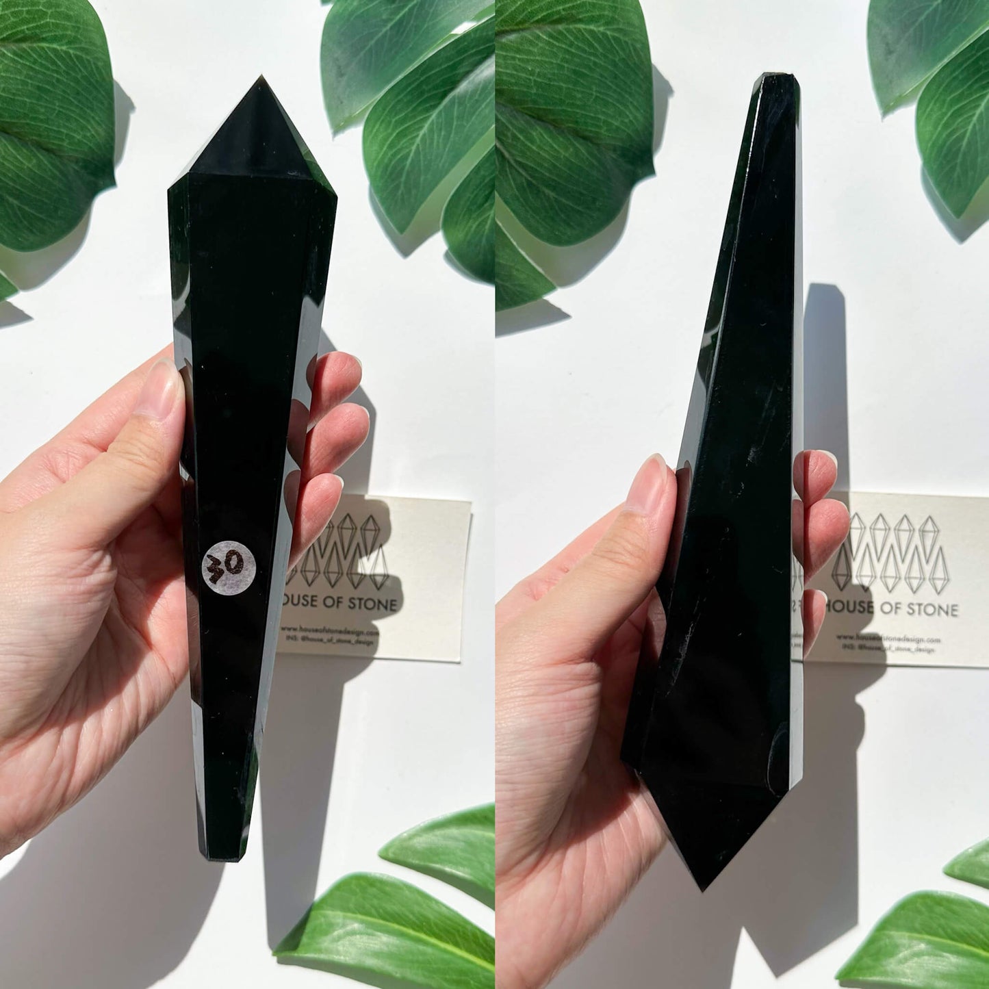 Natural Black Obsidian Wand/High Quality Black Obsidian Point Wand/Crystal Gemstone Obsidian Wand Handle/Obsidian Stem/Root Chakra Healing/AAA