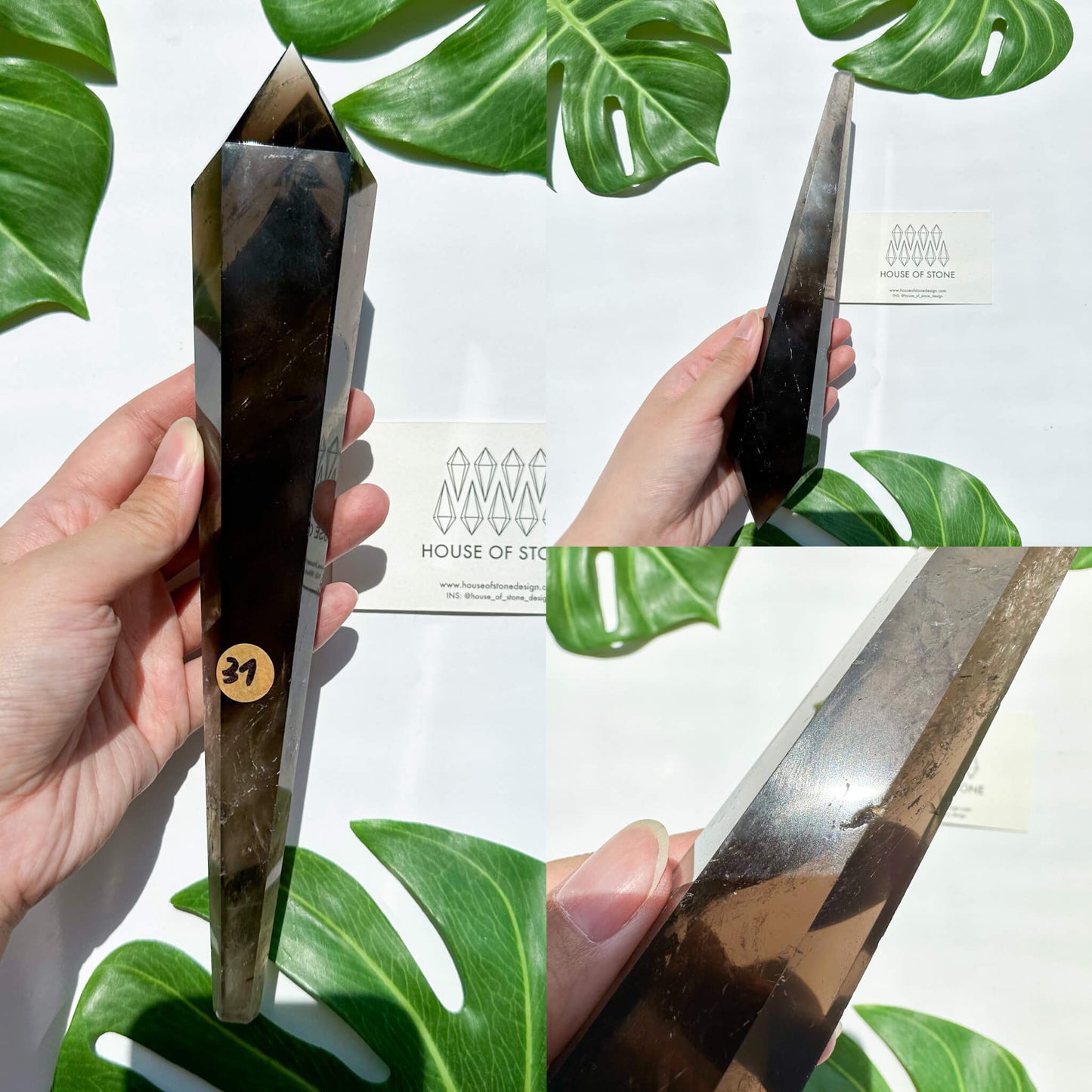 Natural Smoky Quartz Wand/Smoky Quartz Crystal Point Wand/Smoky Quartz Wand/Smoky Quartz Stem/Crystal Handle/Wedding Bouquet Handle/Root Chakra Healing/AAA