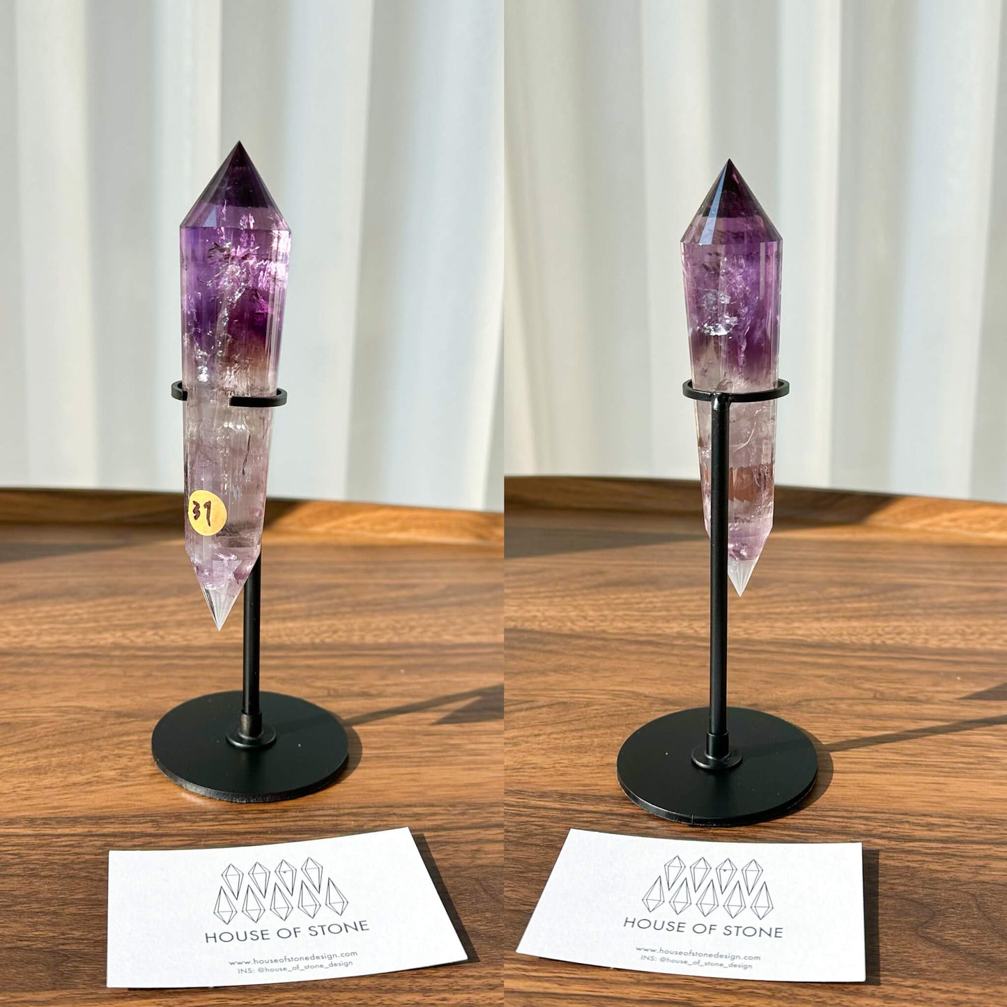 Natural Amethyst Vogel Crystal Double Point Wand/High Quality Amethyst Crystal Point Wand/Hand Carved Amethyst 24-sided Points Wand