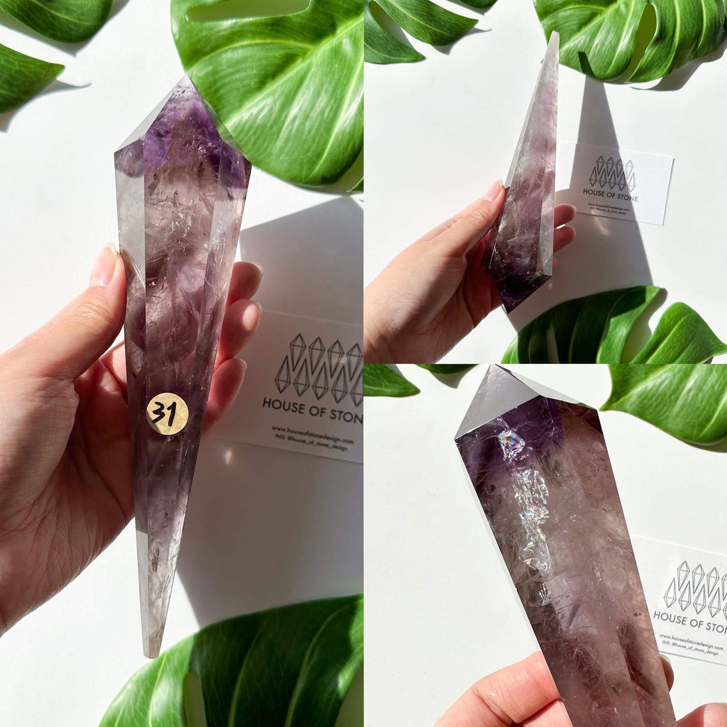 Amethyst Wand/Natural Amethyst Point Wand/High Quality Amethyst Rainbow Crystal Point Wand/Amethyst Handle/Amethyst Stem/Meditation Tool/AAA