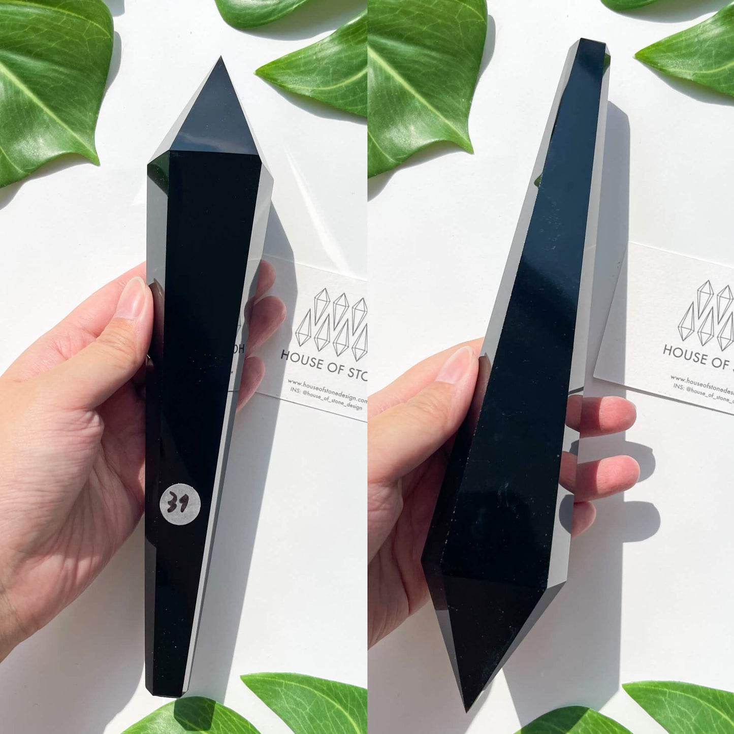 Natural Black Obsidian Wand/High Quality Black Obsidian Point Wand/Crystal Gemstone Obsidian Wand Handle/Obsidian Stem/Root Chakra Healing/AAA