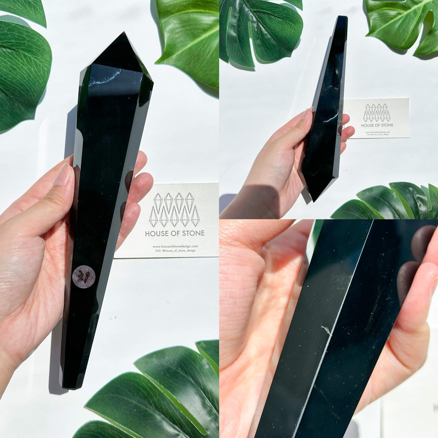Natural Black Obsidian Wand/High Quality Black Obsidian Point Wand/Crystal Gemstone Obsidian Wand Handle/Obsidian Stem/Root Chakra Healing/AAA