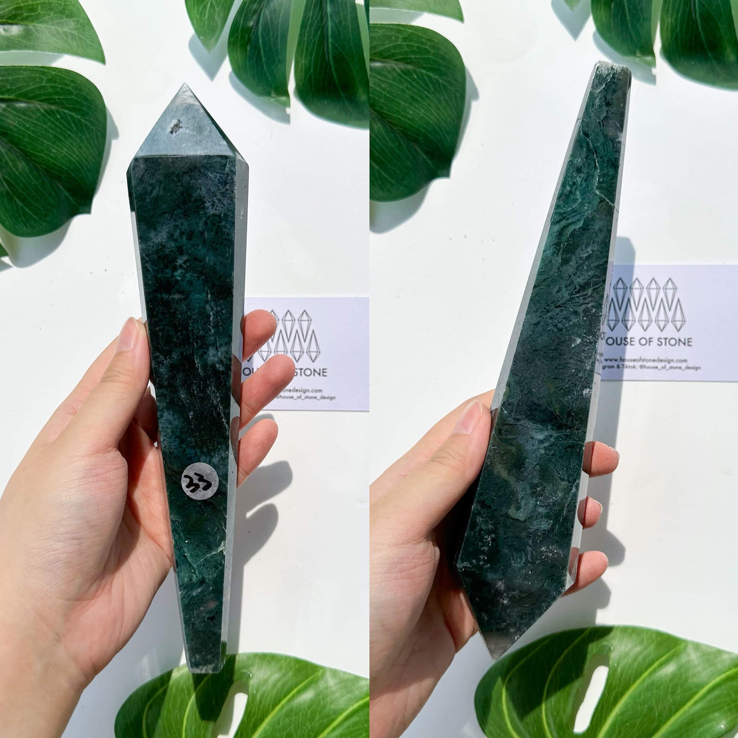 Natural Moss Agate Wand/Druzy Moss Agate Crystal Point Wand/Moss Agate Crystal Handle/Moss Agate Stem/Wedding Bouquet Handle/Heart Chakra Healing/AAA