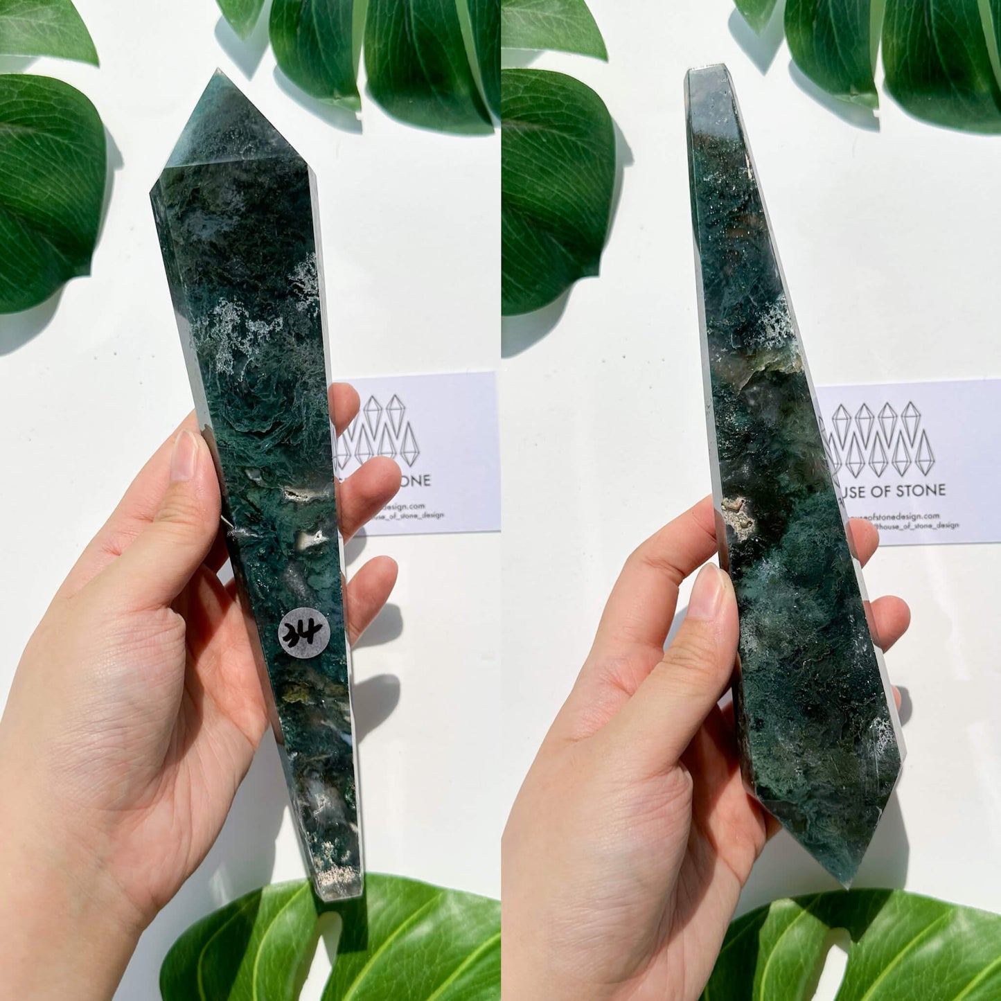 Natural Moss Agate Wand/Druzy Moss Agate Crystal Point Wand/Moss Agate Crystal Handle/Moss Agate Stem/Wedding Bouquet Handle/Heart Chakra Healing/AAA