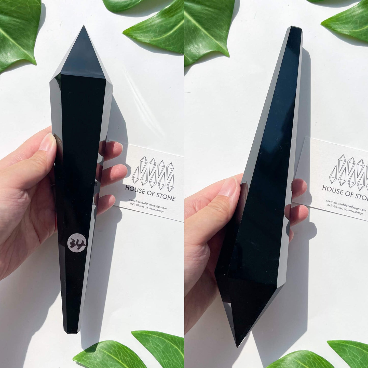 Natural Black Obsidian Wand/High Quality Black Obsidian Point Wand/Crystal Gemstone Obsidian Wand Handle/Obsidian Stem/Root Chakra Healing/AAA