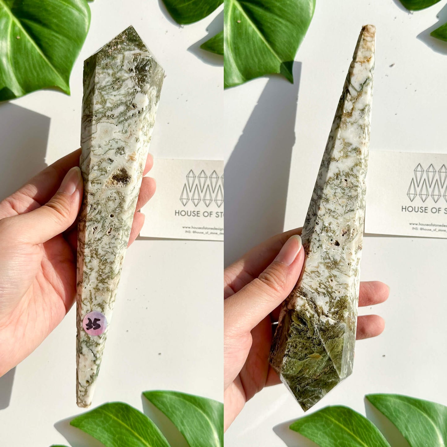 Natural Moss Agate Wand/Druzy Moss Agate Crystal Point Wand/Moss Agate Crystal Handle/Moss Agate Stem/Wedding Bouquet Handle/Heart Chakra Healing/AAA
