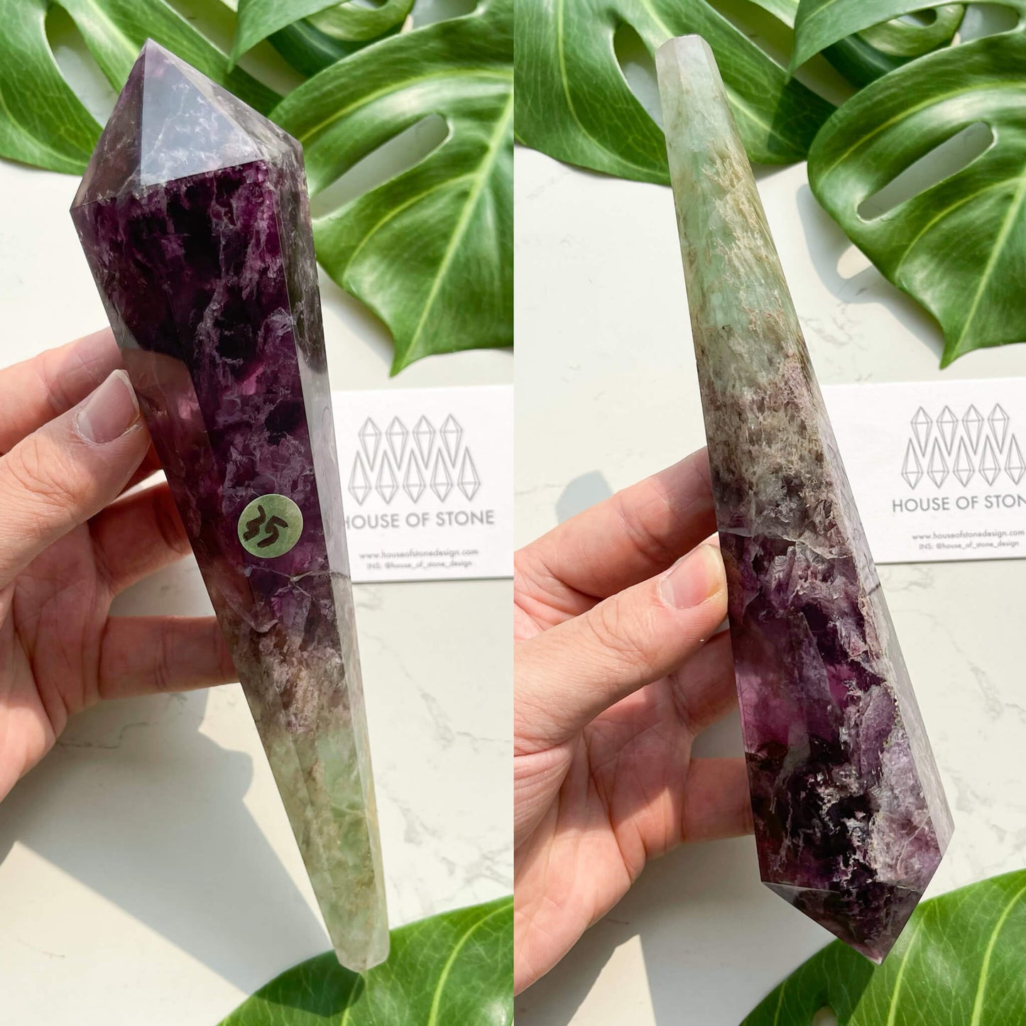 Large Rainbow Fluorite Wand/Natural Rainbow Green Fluorite Wand/Fluorite Point Wand/Crystal Wand/Fluorite Handle/Fluorite Stem/Heart Chakra Healing/AAA