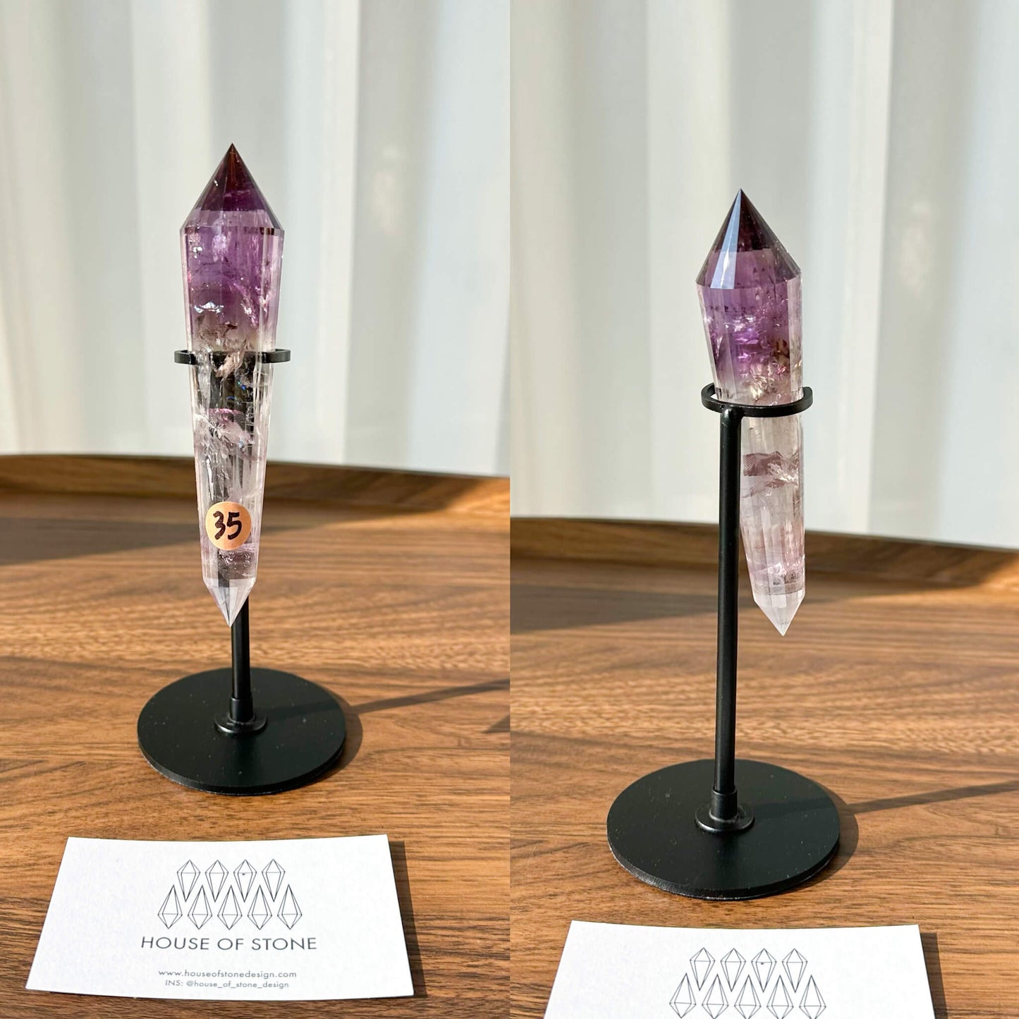 Natural Amethyst Vogel Crystal Double Point Wand/High Quality Amethyst Crystal Point Wand/Hand Carved Amethyst 24-sided Points Wand