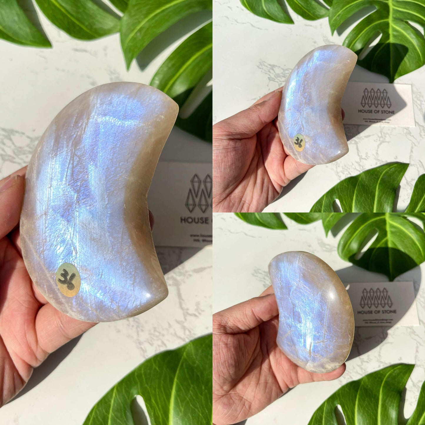 Natural Large Moonstone with Sunstone Carvings/Belomorite Moonstone Moon/Blue Moonstone Hand Carved Moon/Flash Moonstone with Sunstone