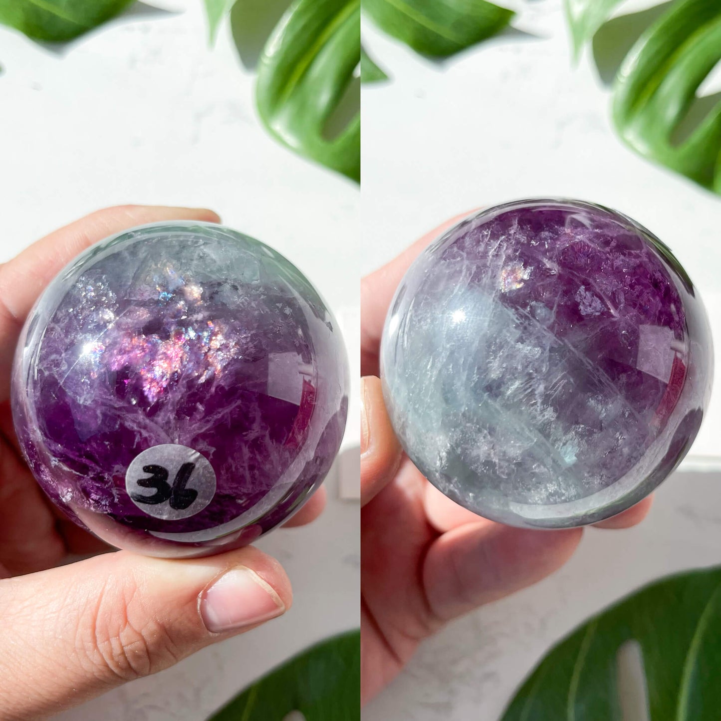 Natural Rainbow Fluorite Sphere/Green Fluorite Crystal Sphere/Purple Fluorite Sphere/Juicy Rainbow Fluorite Ball/Chakra Healing Gift/AAA