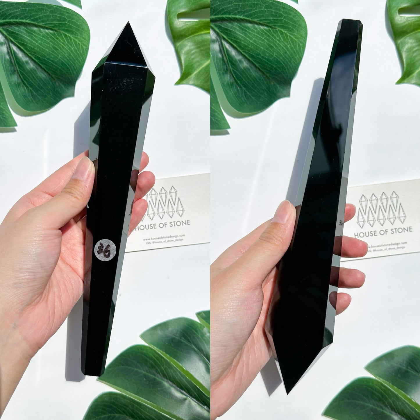 Natural Black Obsidian Wand/High Quality Black Obsidian Point Wand/Crystal Gemstone Obsidian Wand Handle/Obsidian Stem/Root Chakra Healing/AAA