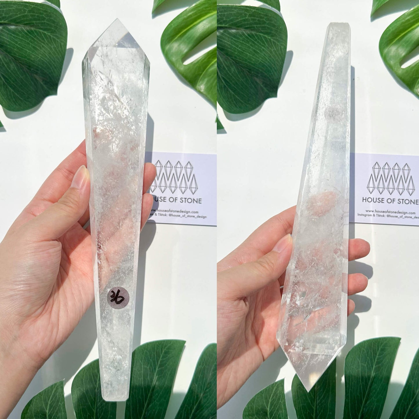 Natural Clear Quartz Point Wand/Clear Quartz Rainbow Crystal Wand/Clear Quartz Handle/Crystal Stem/Crown Chakra Healing/Meditation Tool/AAA