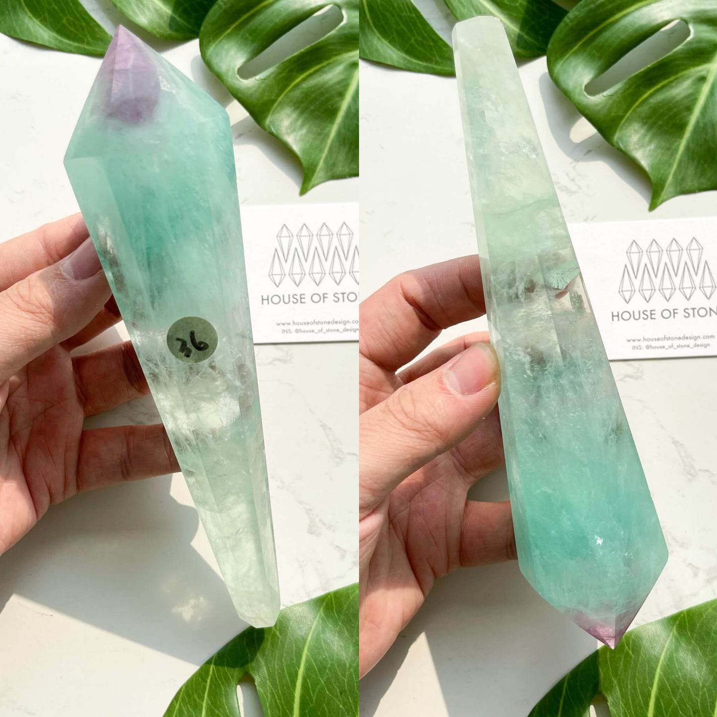 Large Rainbow Fluorite Wand/Natural Rainbow Green Fluorite Wand/Fluorite Point Wand/Crystal Wand/Fluorite Handle/Fluorite Stem/Heart Chakra Healing/AAA