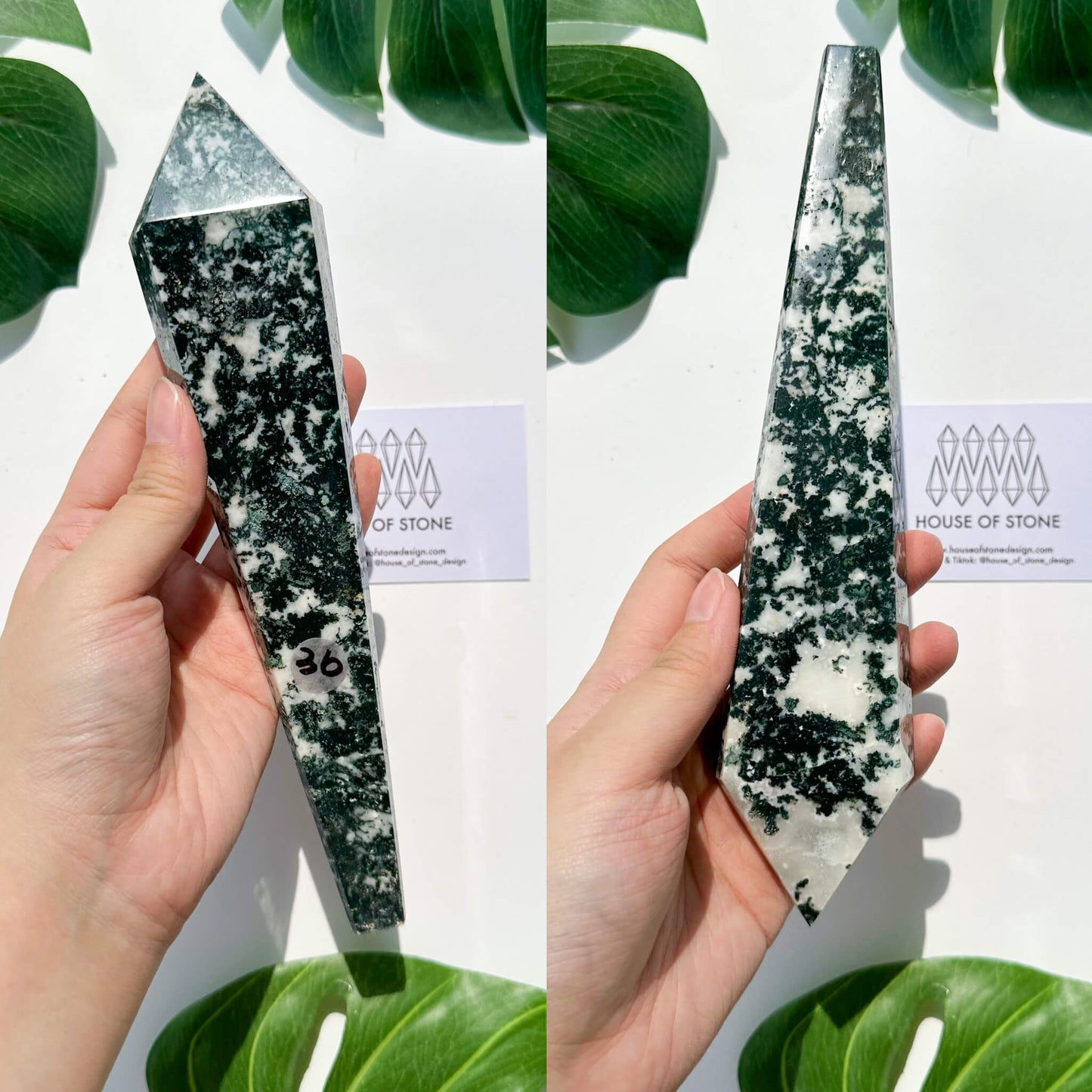 Natural Moss Agate Wand/Druzy Moss Agate Crystal Point Wand/Moss Agate Crystal Handle/Moss Agate Stem/Wedding Bouquet Handle/Heart Chakra Healing/AAA