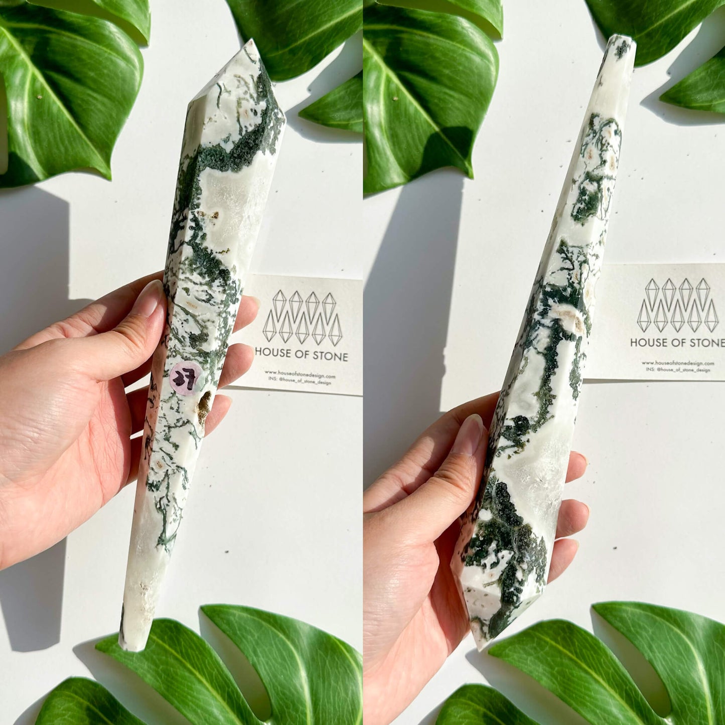 Natural Moss Agate Wand/Druzy Moss Agate Crystal Point Wand/Moss Agate Crystal Handle/Moss Agate Stem/Wedding Bouquet Handle/Heart Chakra Healing/AAA