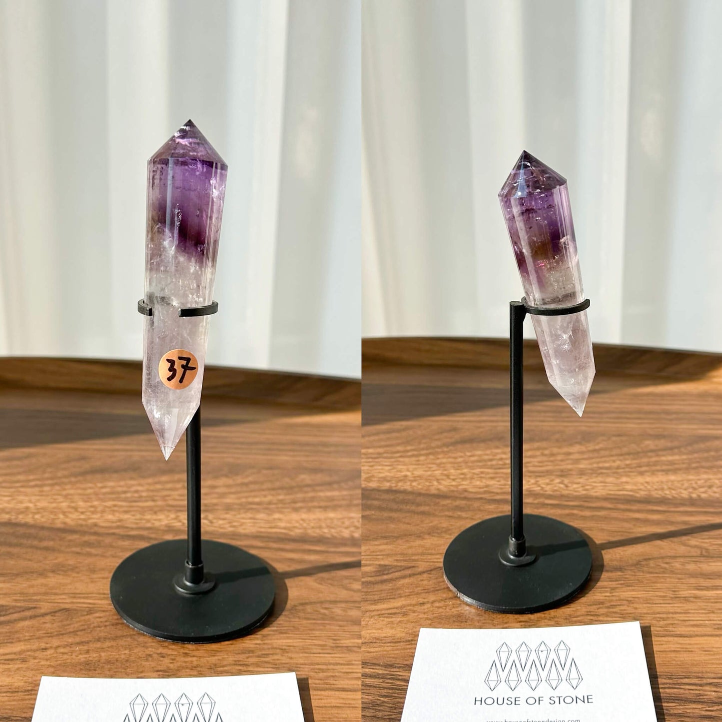 Natural Amethyst Vogel Crystal Double Point Wand/High Quality Amethyst Crystal Point Wand/Hand Carved Amethyst 24-sided Points Wand
