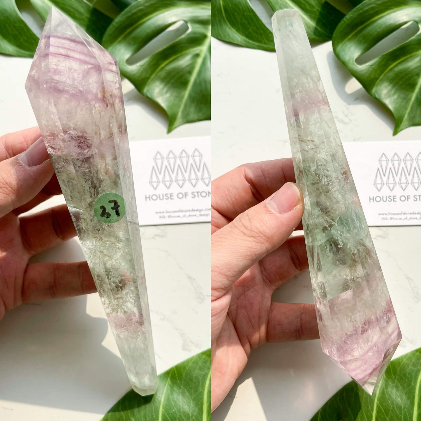 Large Rainbow Fluorite Wand/Natural Rainbow Green Fluorite Wand/Fluorite Point Wand/Crystal Wand/Fluorite Handle/Fluorite Stem/Heart Chakra Healing/AAA