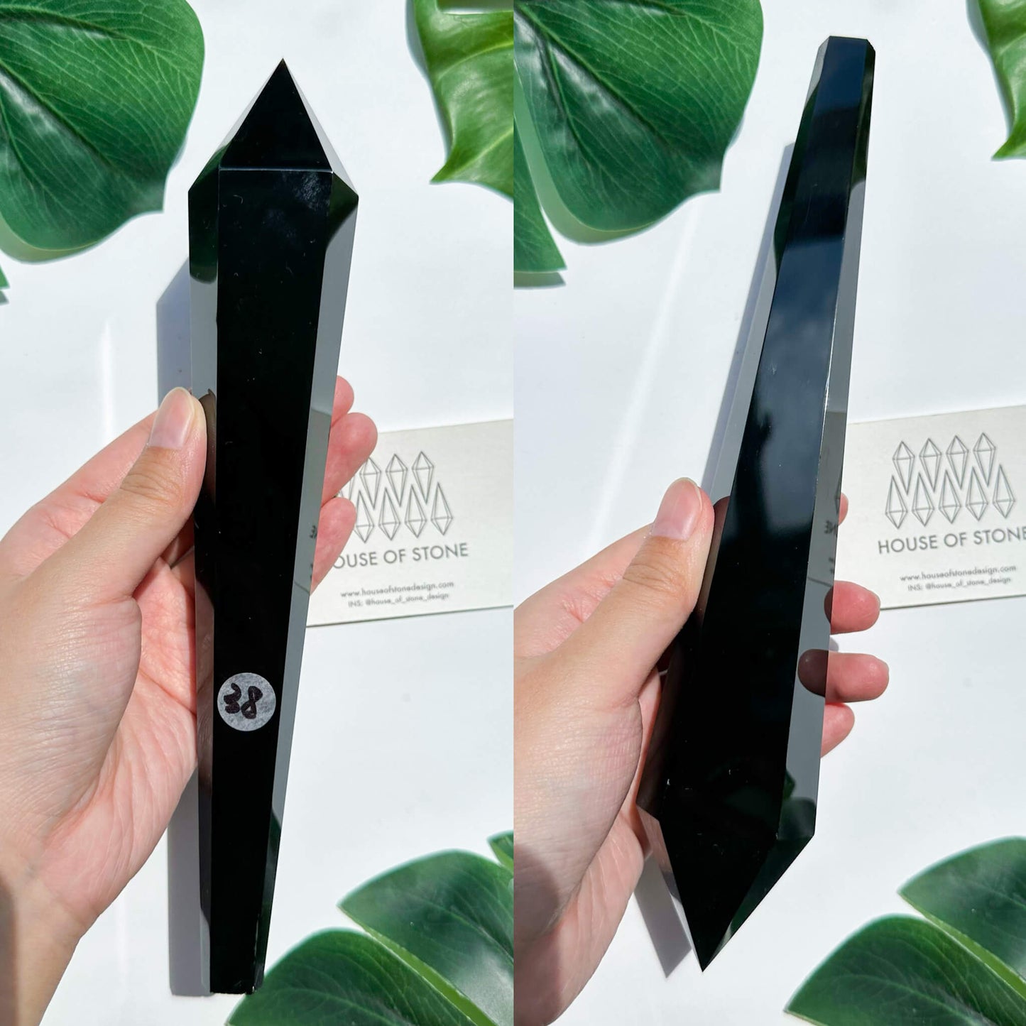 Natural Black Obsidian Wand/High Quality Black Obsidian Point Wand/Crystal Gemstone Obsidian Wand Handle/Obsidian Stem/Root Chakra Healing/AAA