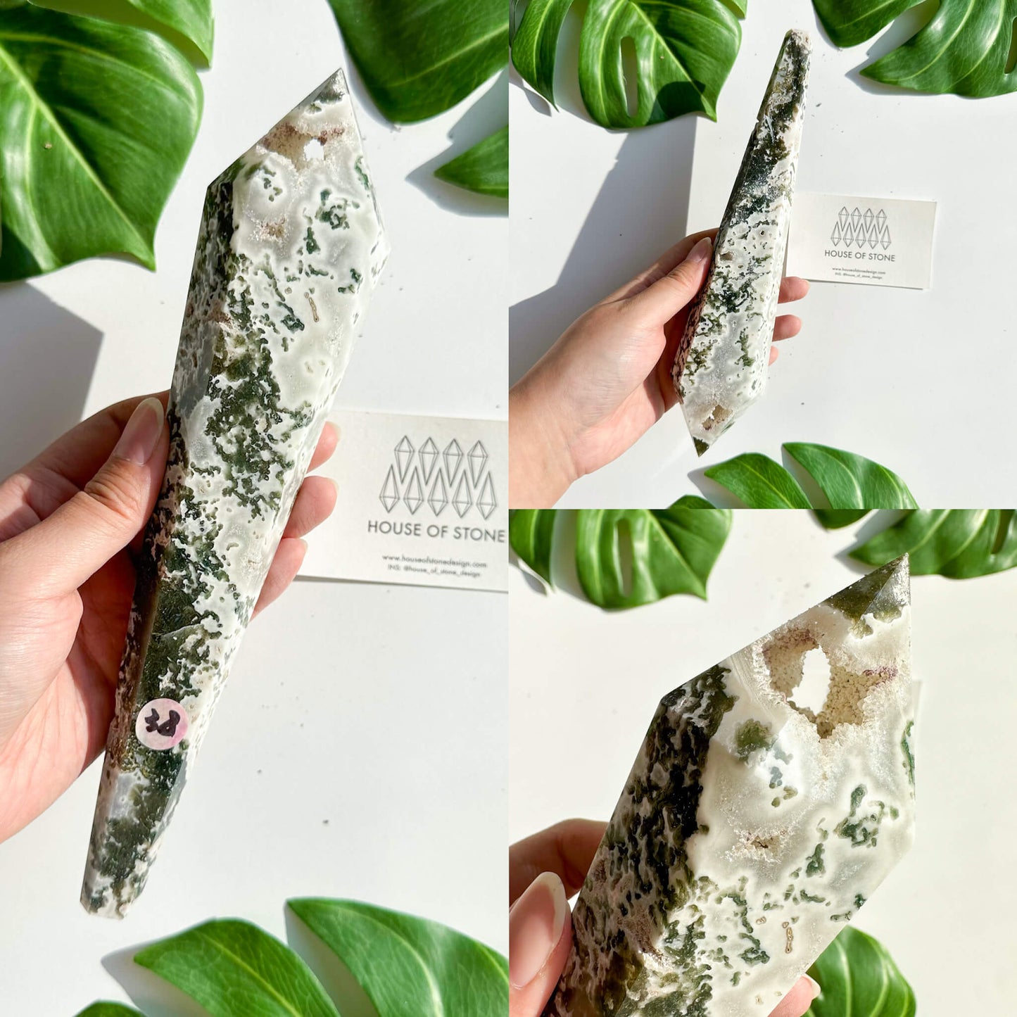 Natural Moss Agate Wand/Druzy Moss Agate Crystal Point Wand/Moss Agate Crystal Handle/Moss Agate Stem/Wedding Bouquet Handle/Heart Chakra Healing/AAA