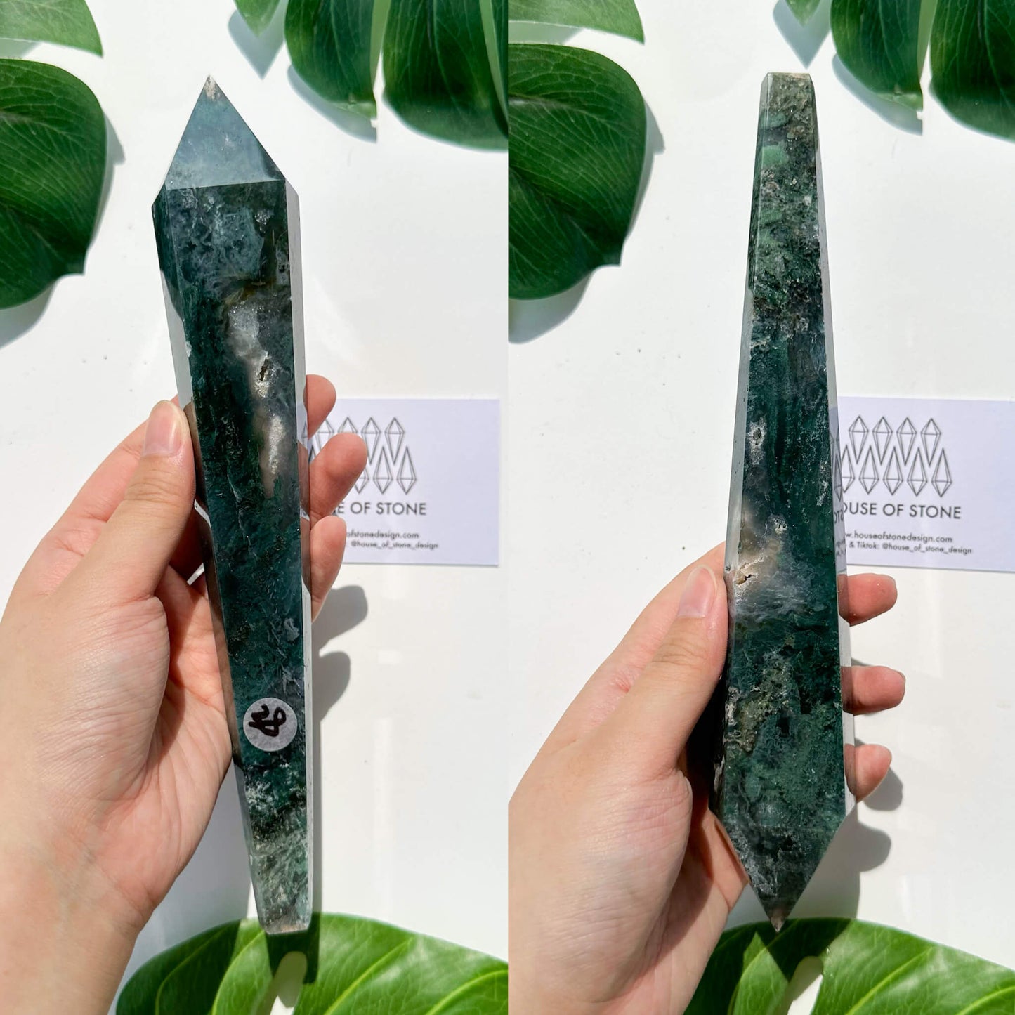 Natural Moss Agate Wand/Druzy Moss Agate Crystal Point Wand/Moss Agate Crystal Handle/Moss Agate Stem/Wedding Bouquet Handle/Heart Chakra Healing/AAA