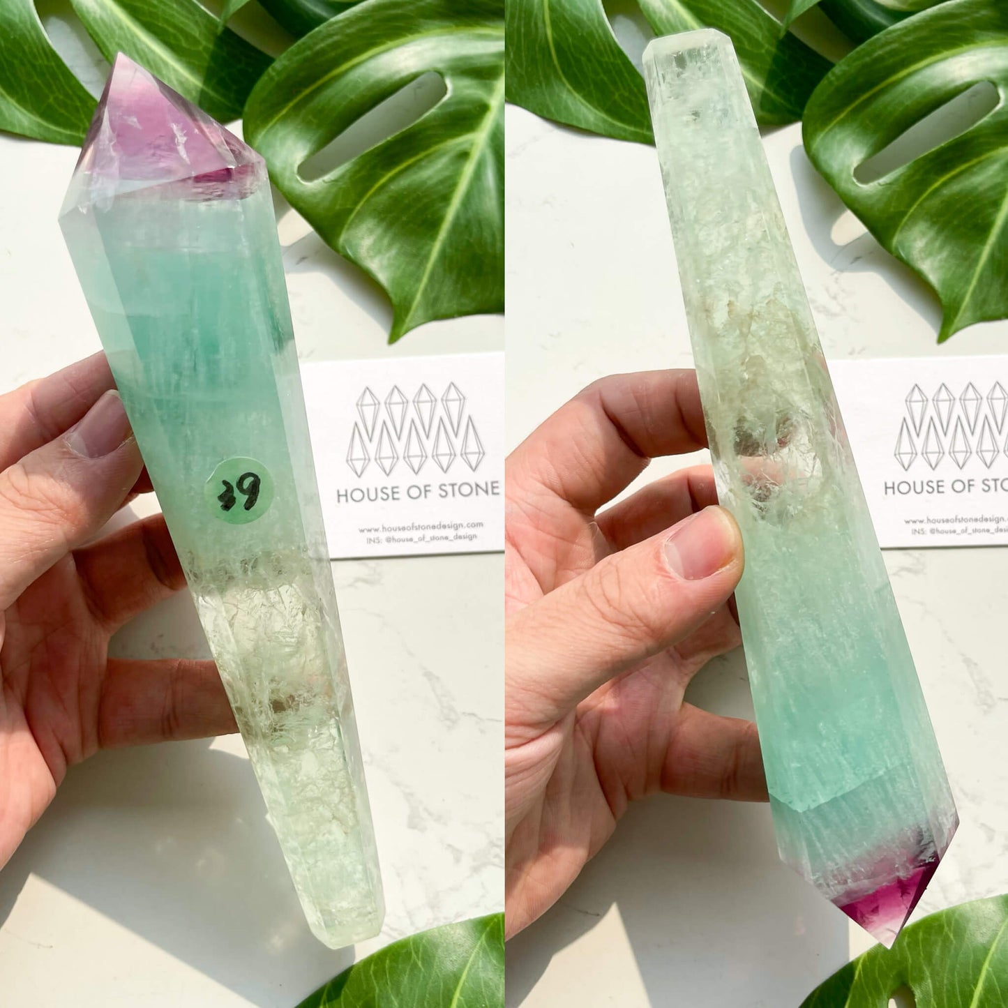 Large Rainbow Fluorite Wand/Natural Rainbow Green Fluorite Wand/Fluorite Point Wand/Crystal Wand/Fluorite Handle/Fluorite Stem/Heart Chakra Healing/AAA