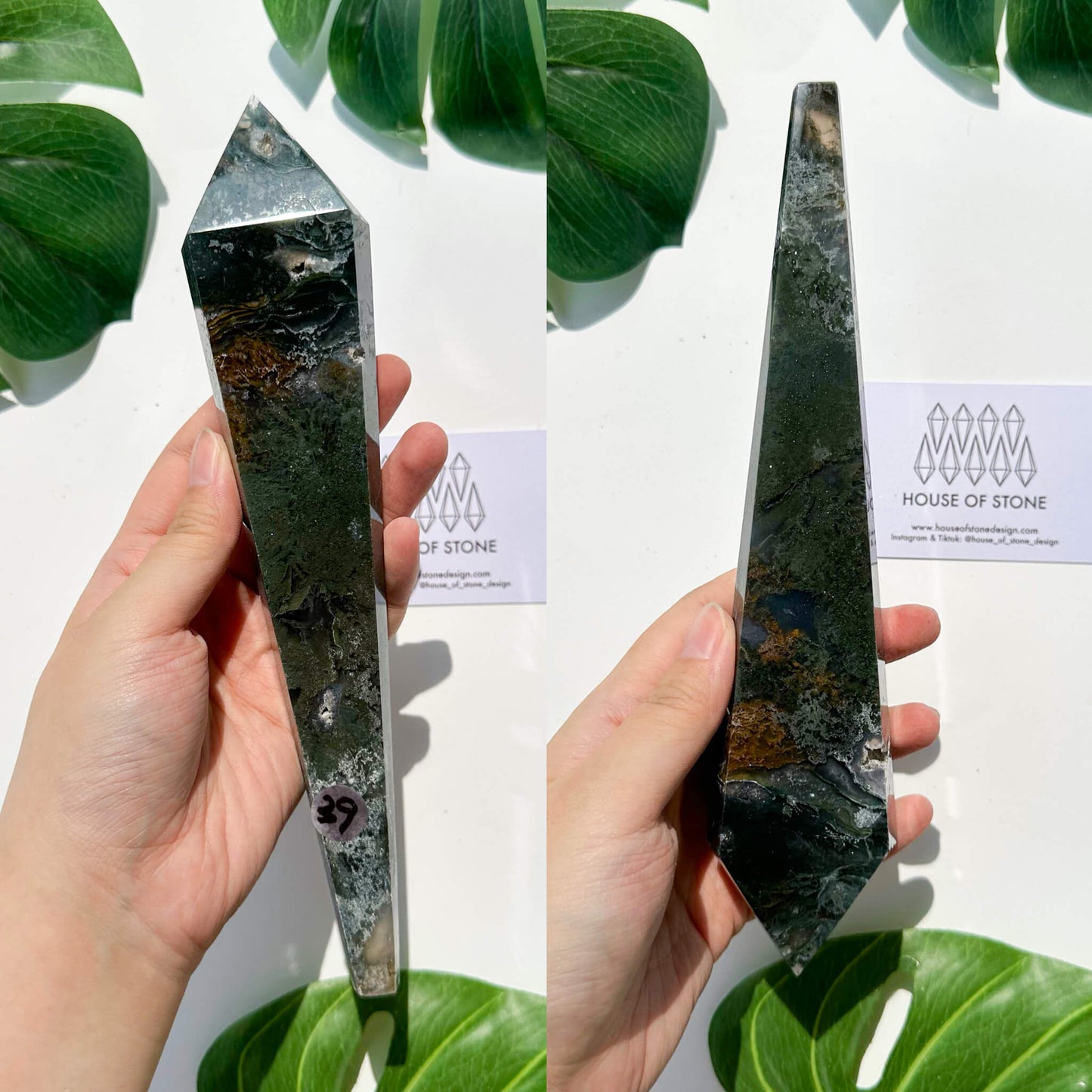 Natural Moss Agate Wand/Druzy Moss Agate Crystal Point Wand/Moss Agate Crystal Handle/Moss Agate Stem/Wedding Bouquet Handle/Heart Chakra Healing/AAA