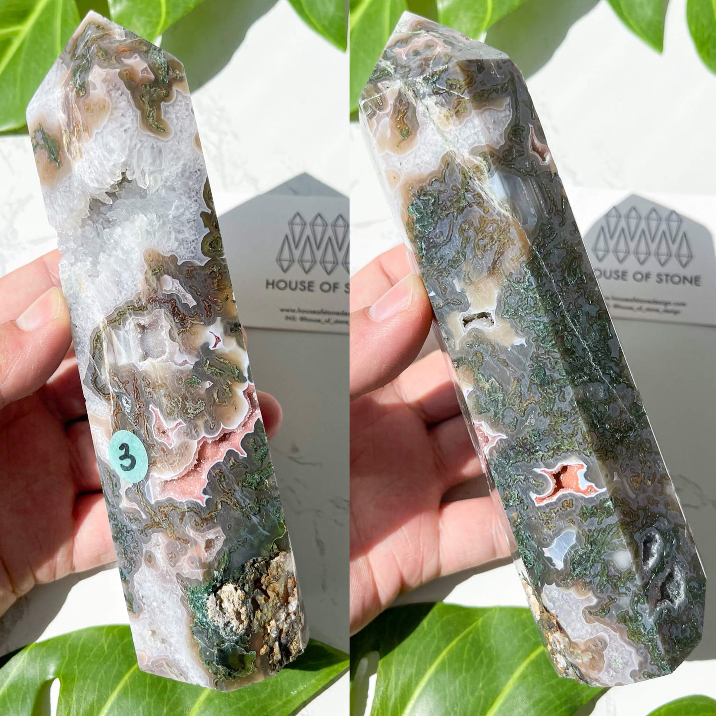 Large Natural Druzy Moss Agate Point Tower/Rare Moss Agate Geode Obelisk/Druzy Quartz Moss Agate Tower/Heart Chakra Healing/AAA