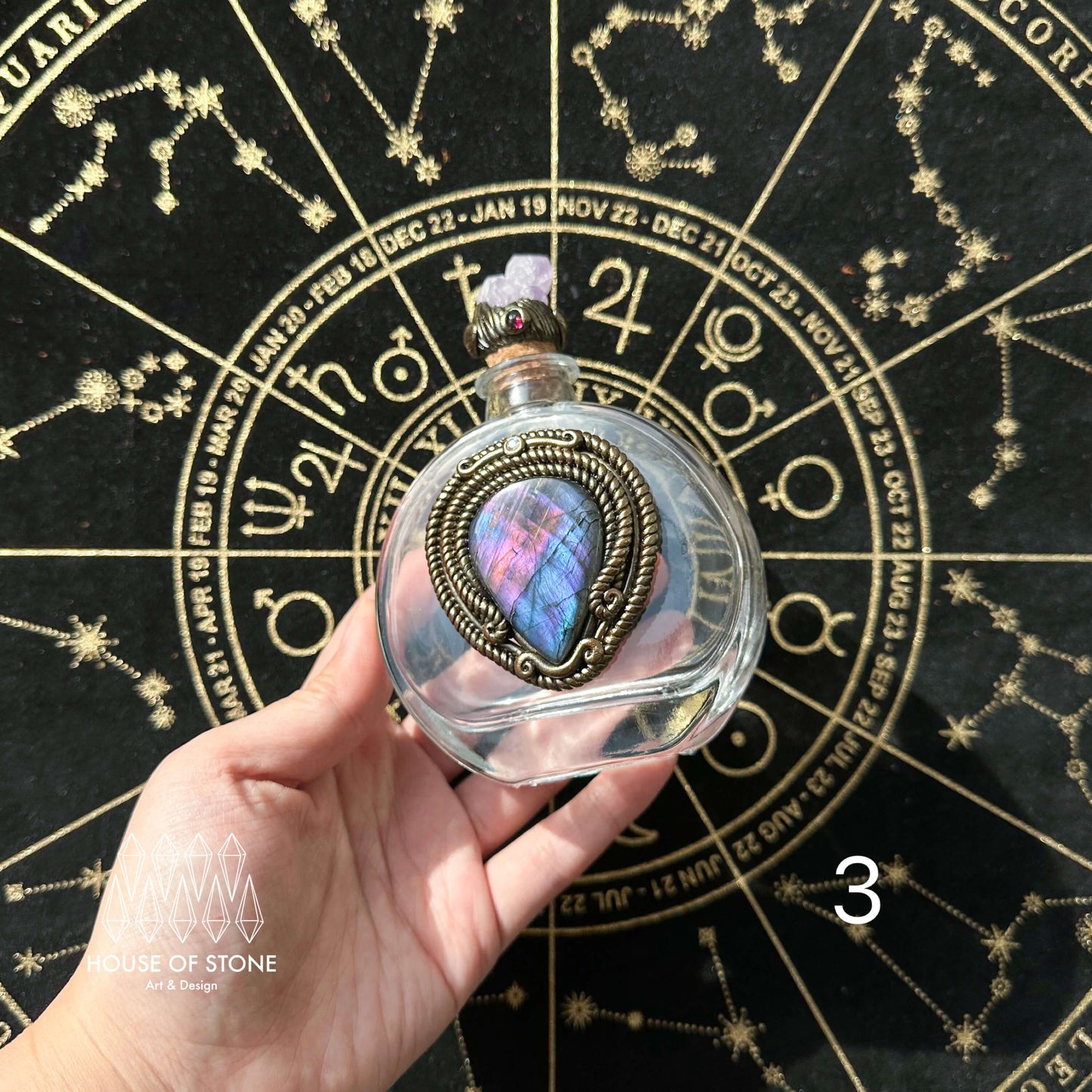 Handmade Natural Crystal Spell Jar/Apothecary Spell Jar/Magic Potion Bottle/Witch Apothecary Bottle/Large Wish bottle/Intention bottle