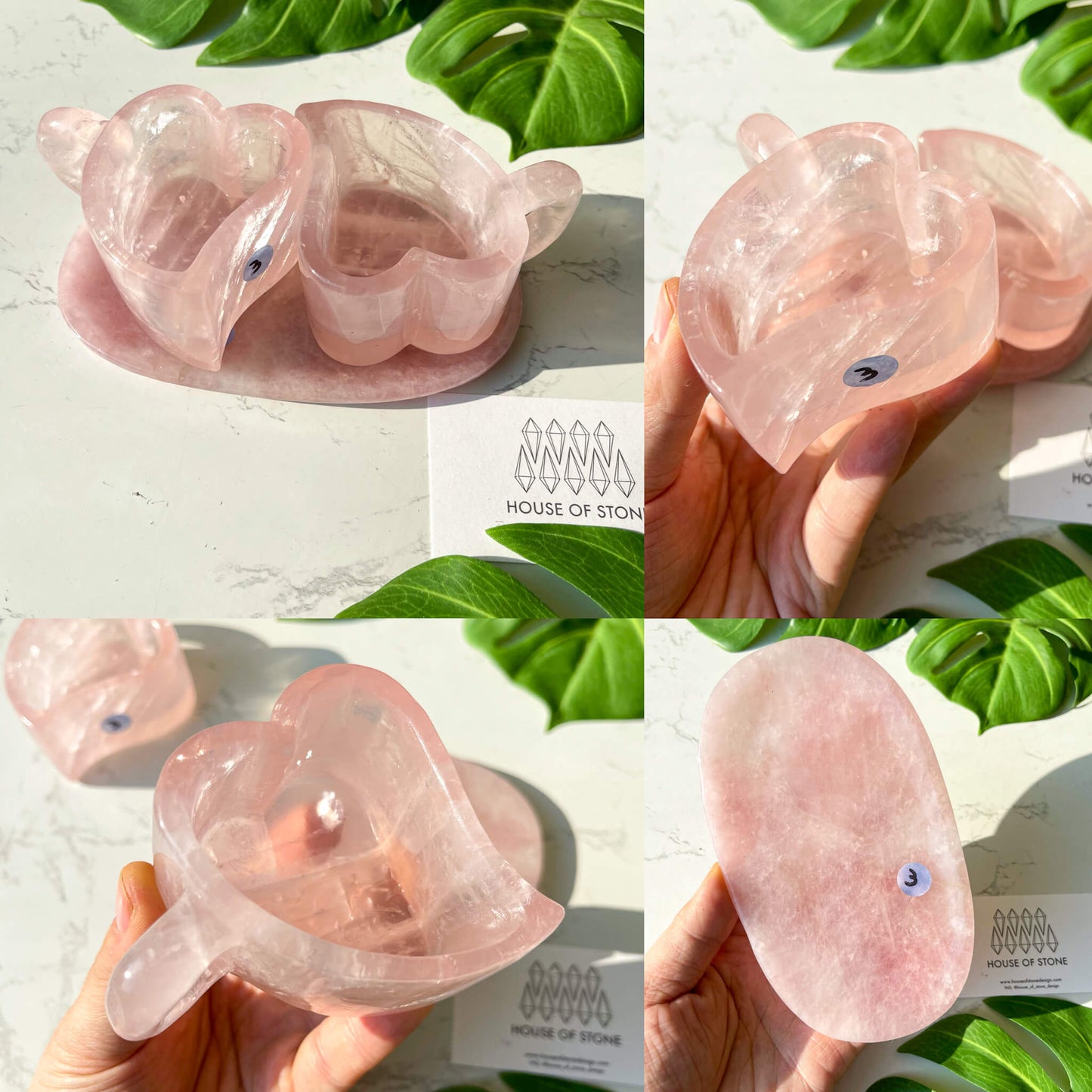 Natural Rose Quartz Cups With Coaster/Hand Carved Rose Quartz Mug/Crystal Cup/High Quality Quartz Tea Cup Set/Heart Chakra