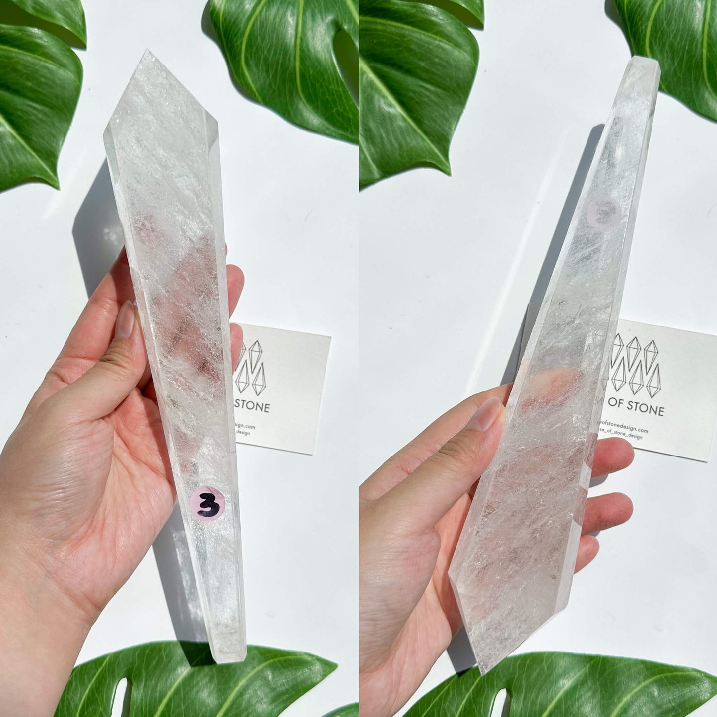 Natural Clear Quartz Point Wand/Clear Quartz Rainbow Crystal Wand/Clear Quartz Handle/Crystal Stem/Crown Chakra Healing/Meditation Tool/AAA