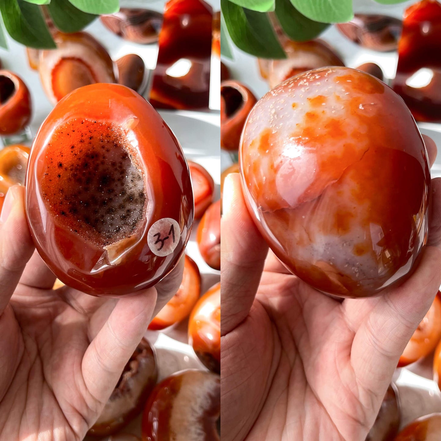 Natural Carnelian with Quartz Geode Egg/Carnelian Geode Egg/Druzy Carnelian Agate/Crystal Carvings