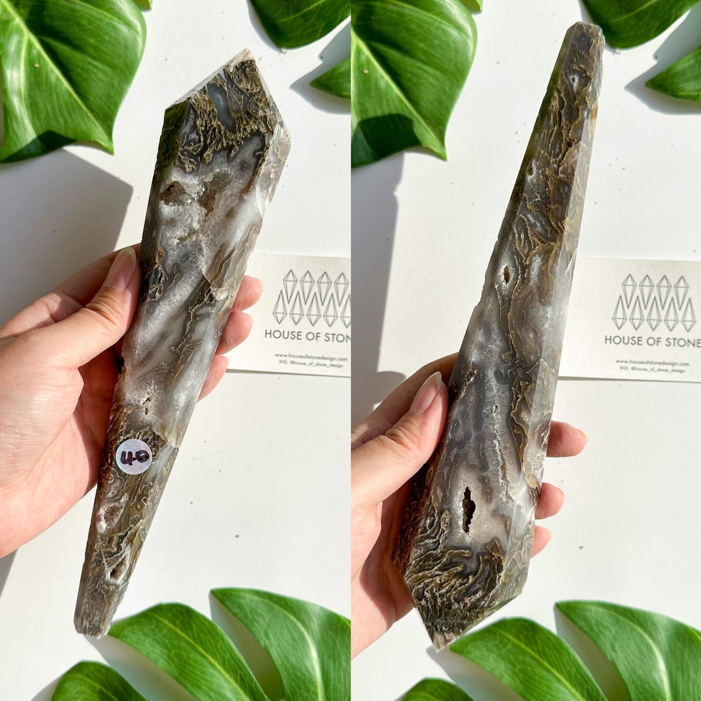 Natural Moss Agate Wand/Druzy Moss Agate Crystal Point Wand/Moss Agate Crystal Handle/Moss Agate Stem/Wedding Bouquet Handle/Heart Chakra Healing/AAA
