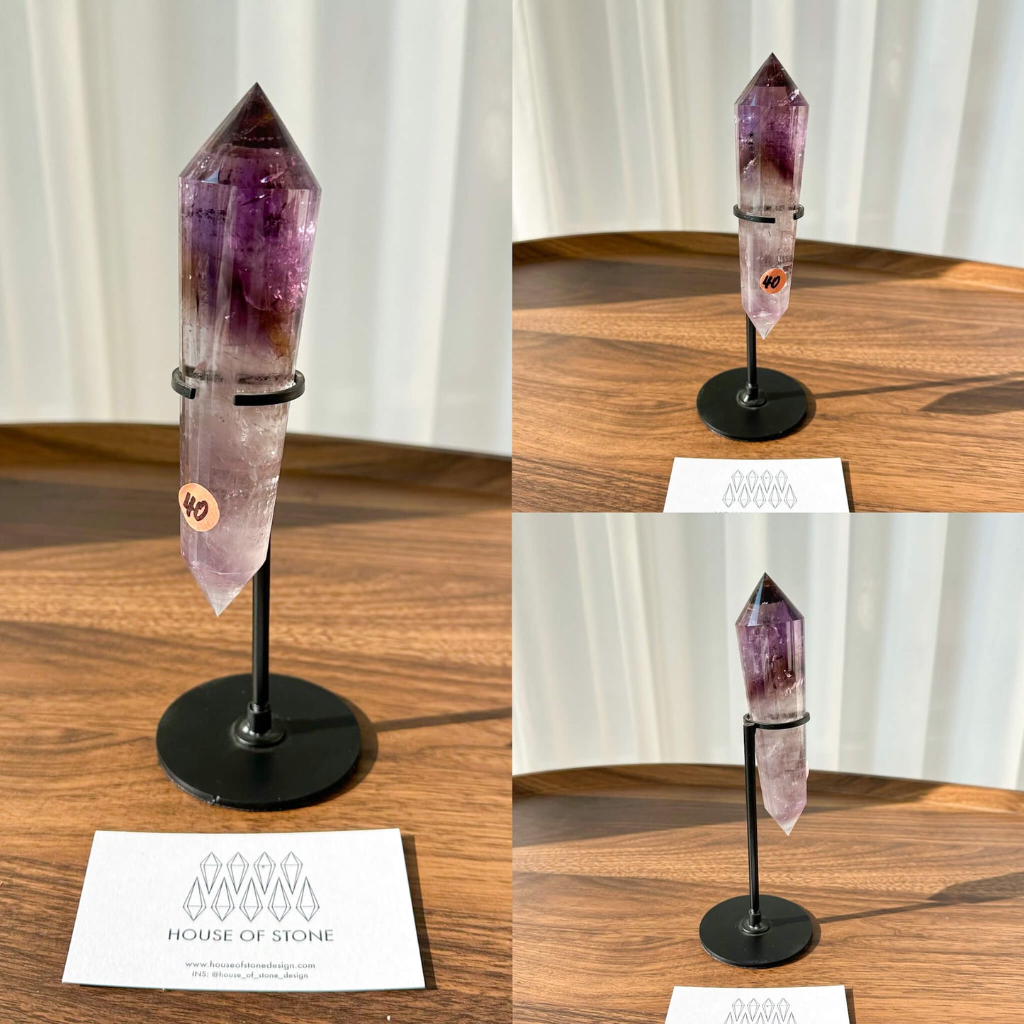 Natural Amethyst Vogel Crystal Double Point Wand/High Quality Amethyst Crystal Point Wand/Hand Carved Amethyst 24-sided Points Wand