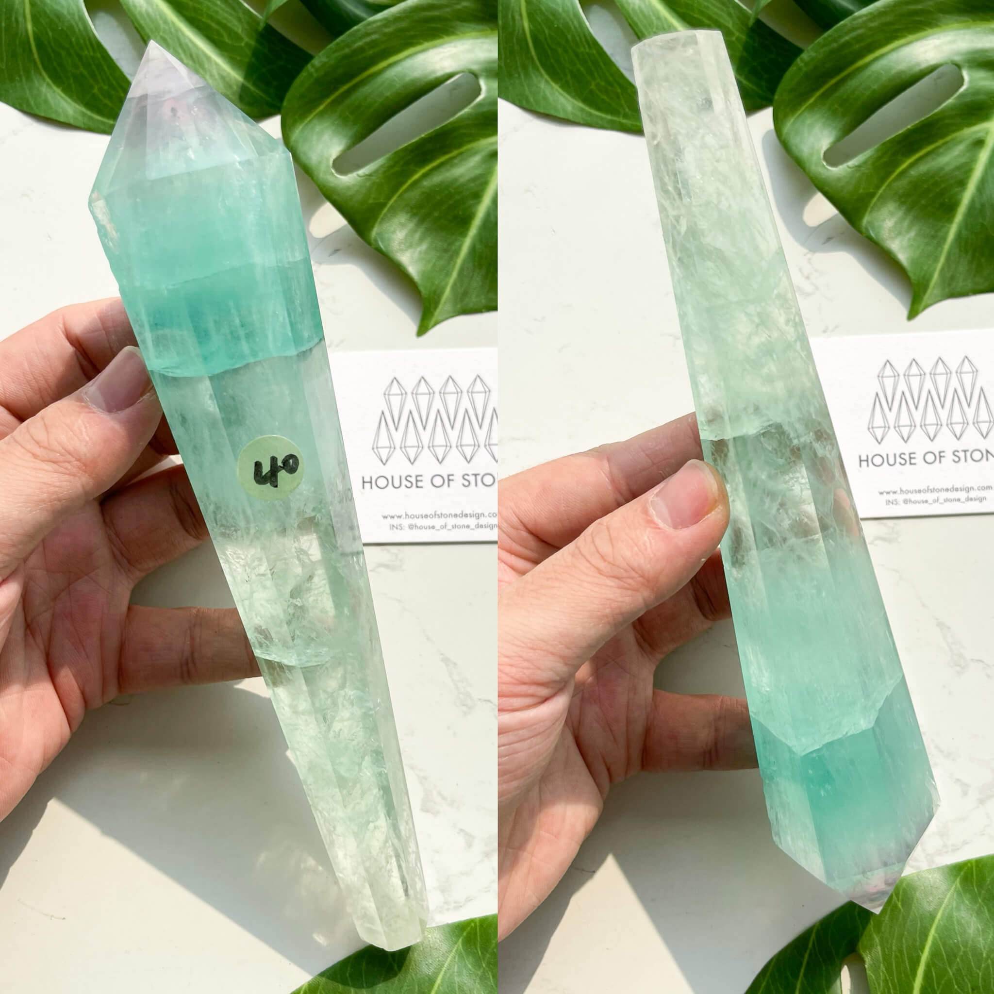 Natural Green Fluorite Quartz Crystal Hexagonal Wand – 70-80mm Reiki Healing Stone, Single Tip