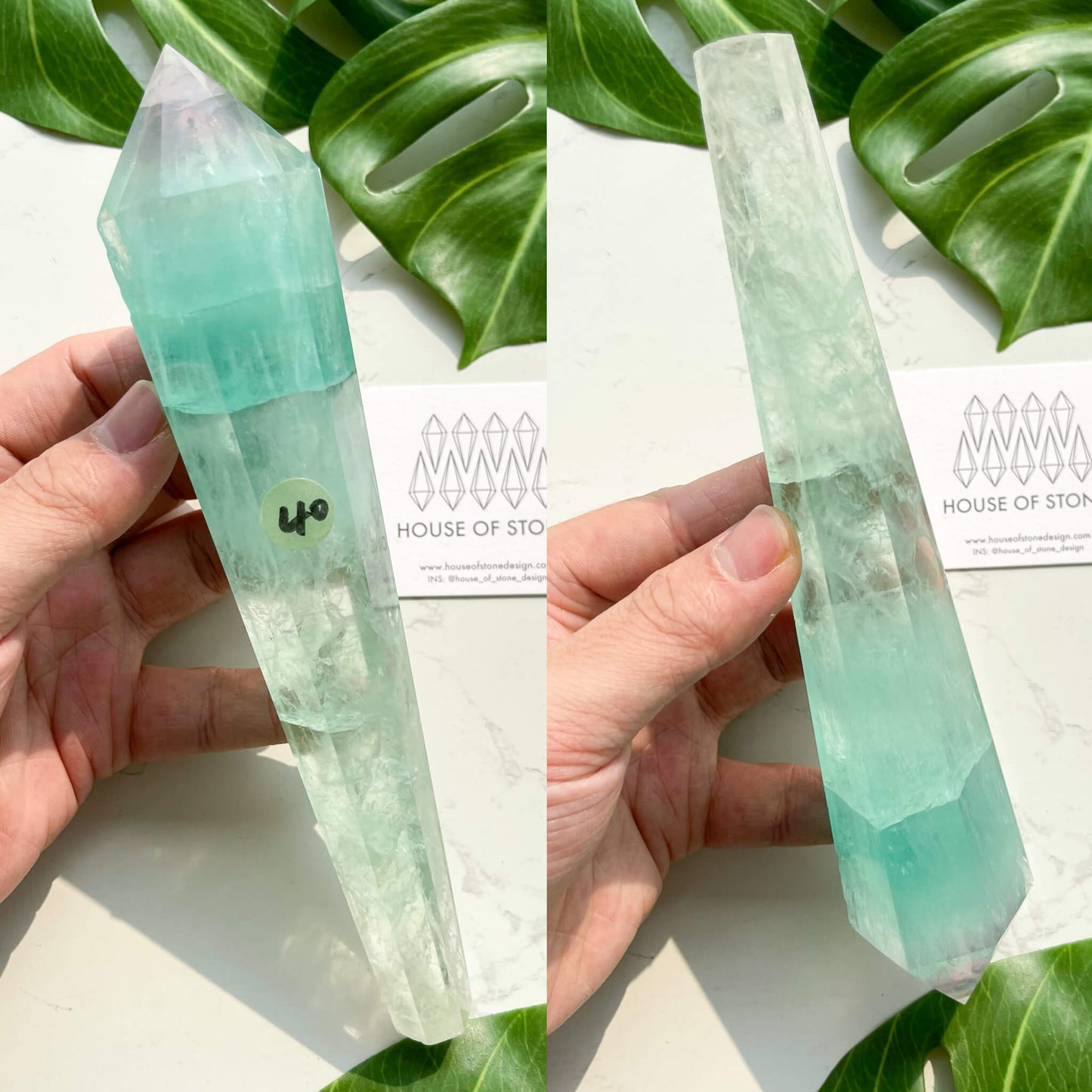 Large Rainbow Fluorite Wand/Natural Rainbow Green Fluorite Wand/Fluorite Point Wand/Crystal Wand/Fluorite Handle/Fluorite Stem/Heart Chakra Healing/AAA