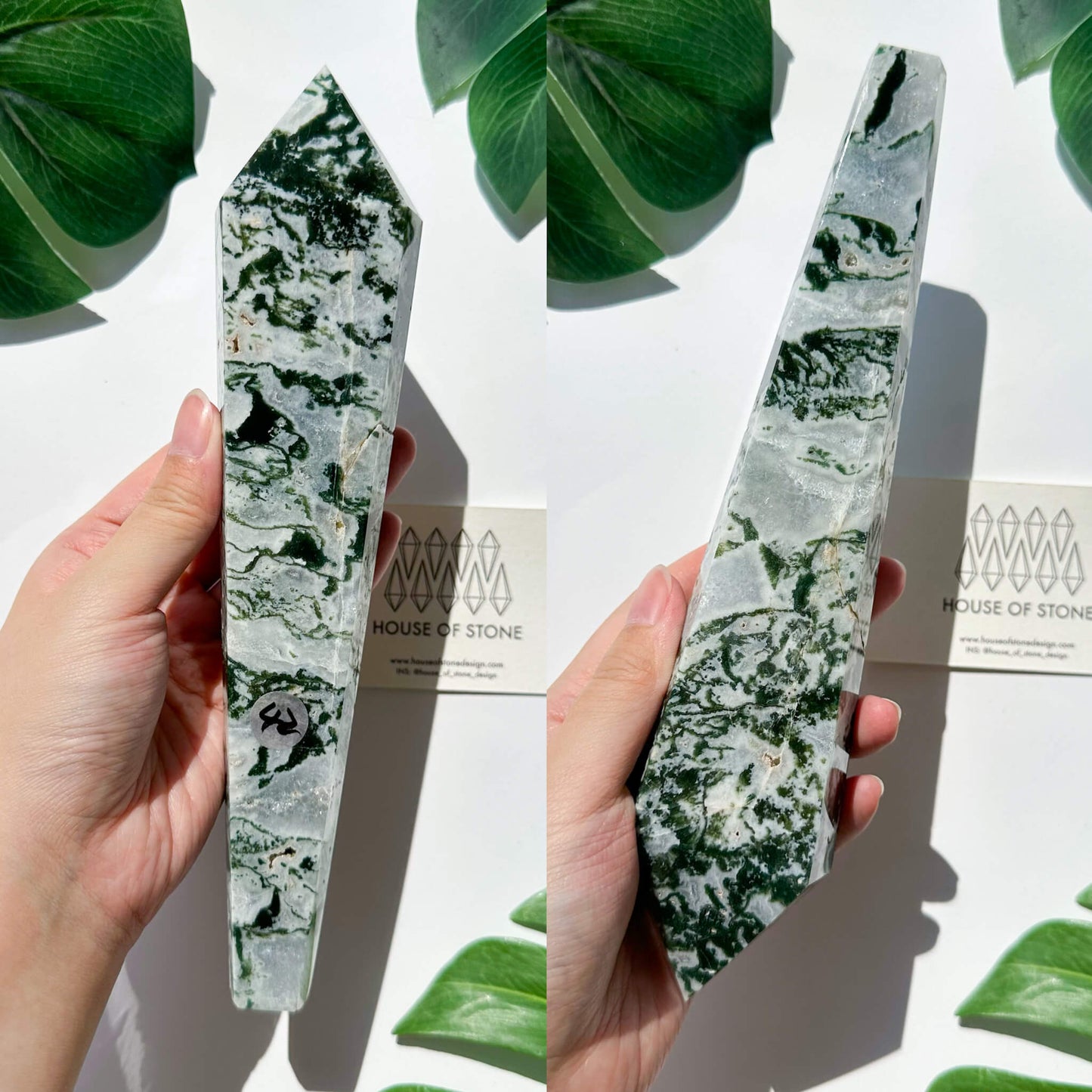 Natural Moss Agate Wand/Druzy Moss Agate Crystal Point Wand/Moss Agate Crystal Handle/Moss Agate Stem/Wedding Bouquet Handle/Heart Chakra Healing/AAA