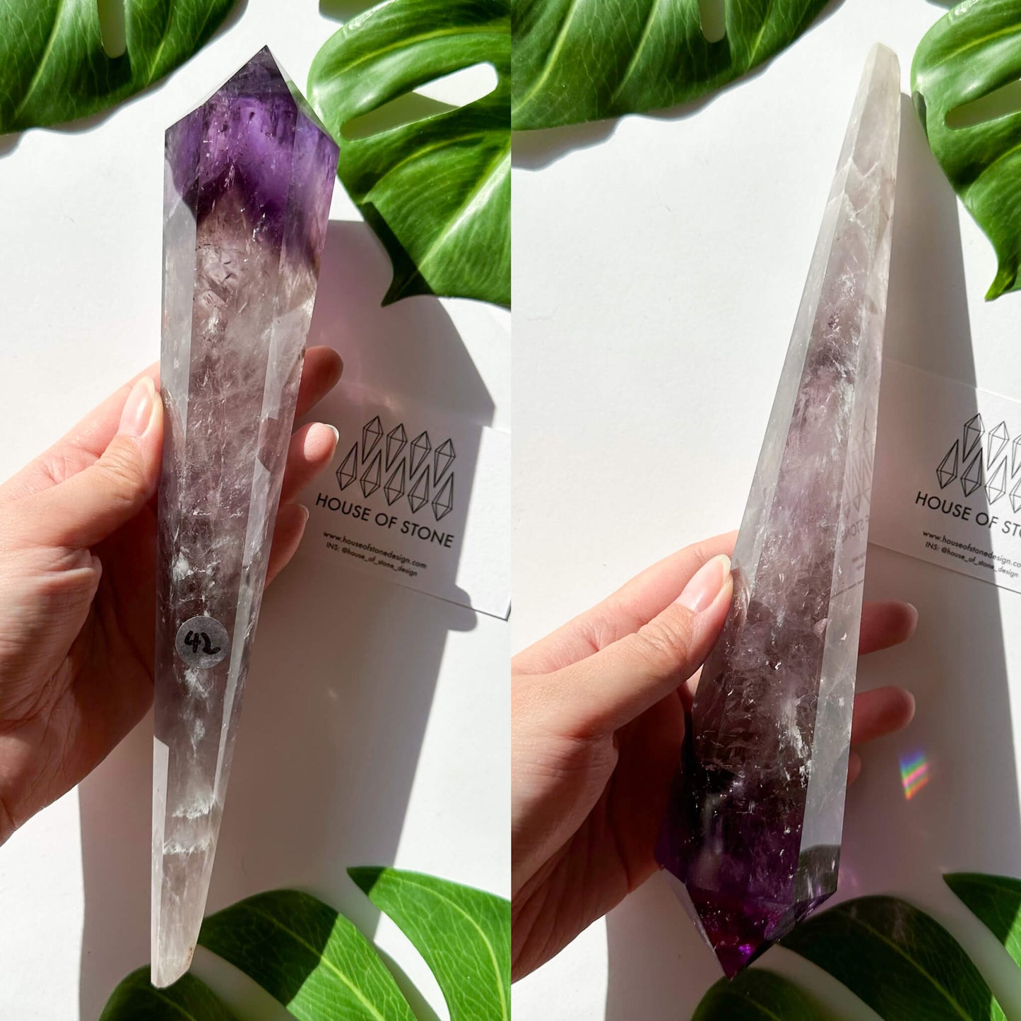 Amethyst Wand/Natural Amethyst Point Wand/High Quality Amethyst Rainbow Crystal Point Wand/Amethyst Handle/Amethyst Stem/Meditation Tool/AAA