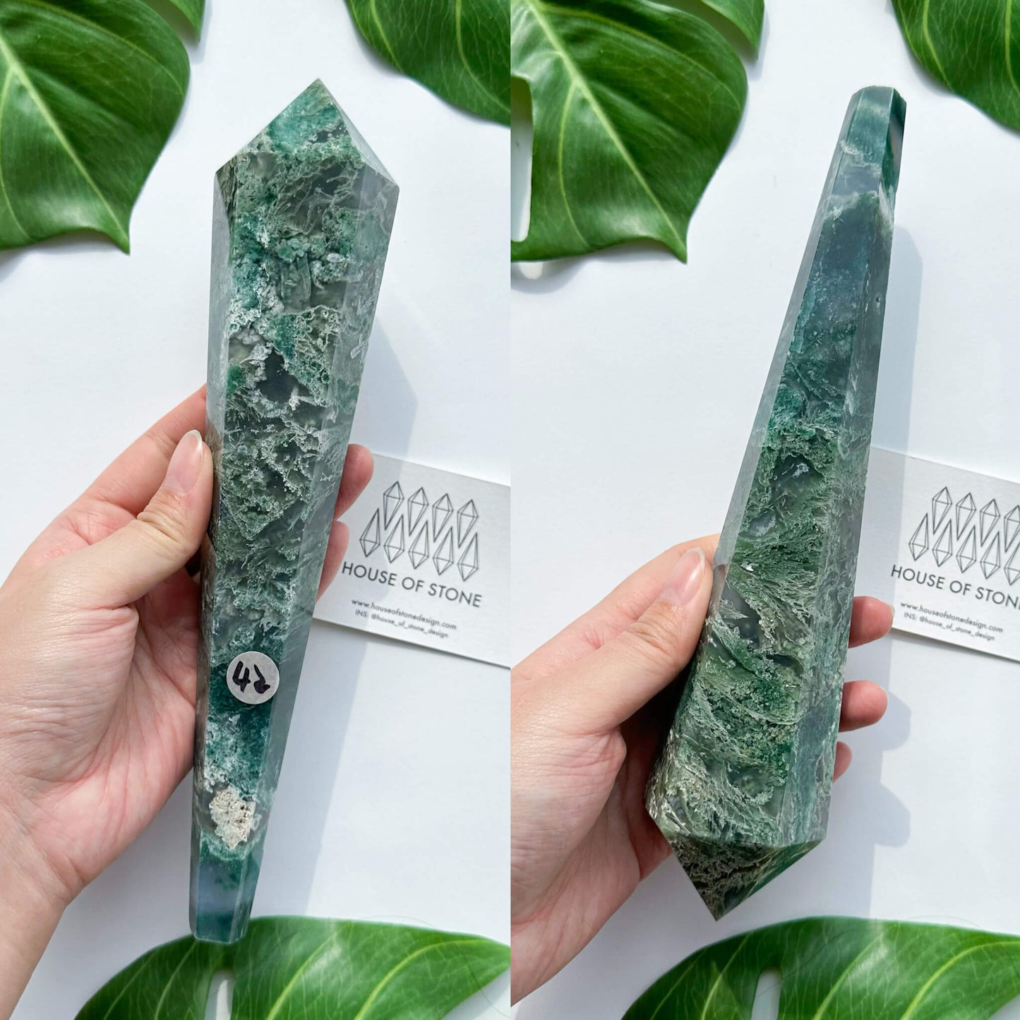 Natural Moss Agate Wand/Druzy Moss Agate Crystal Point Wand/Moss Agate Crystal Handle/Moss Agate Stem/Wedding Bouquet Handle/Heart Chakra Healing/AAA