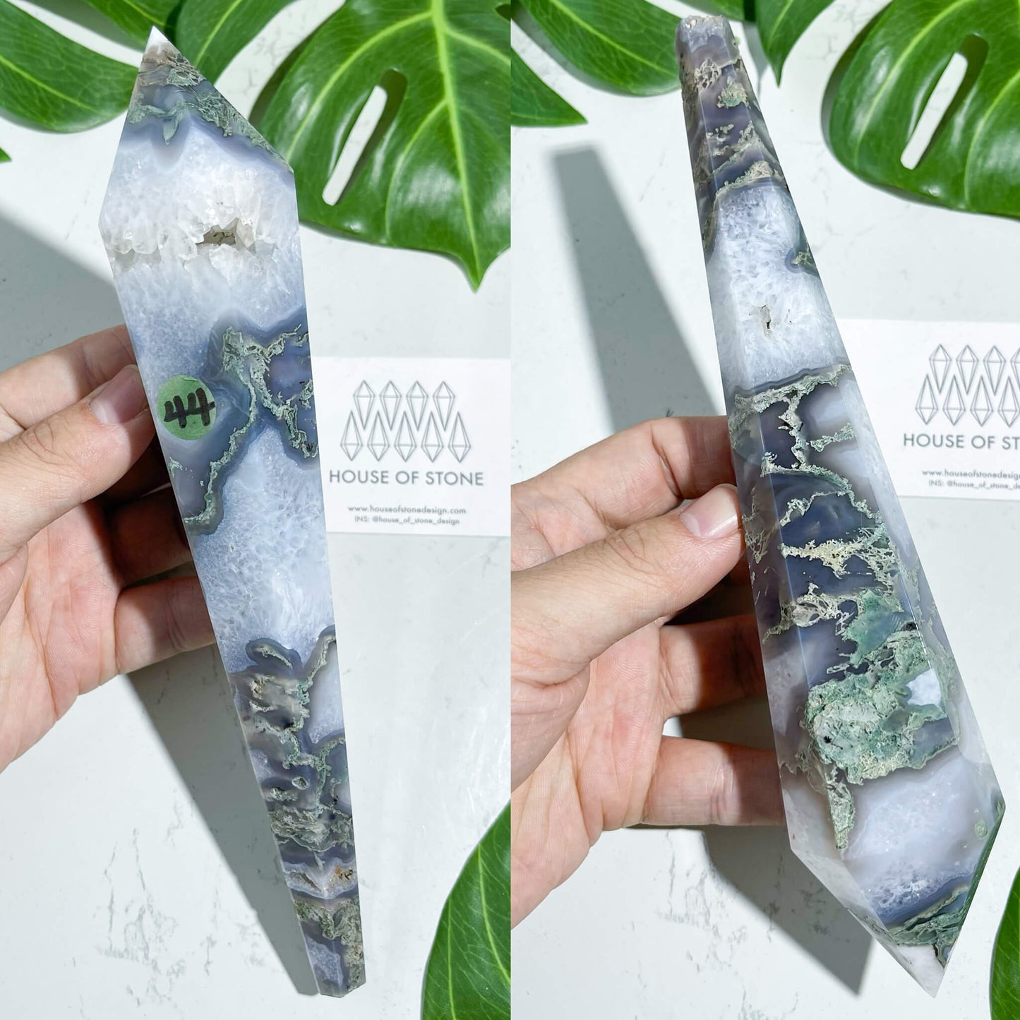 Natural Moss Agate Wand/Druzy Moss Agate Crystal Point Wand/Moss Agate Crystal Handle/Moss Agate Stem/Wedding Bouquet Handle/Heart Chakra Healing/AAA